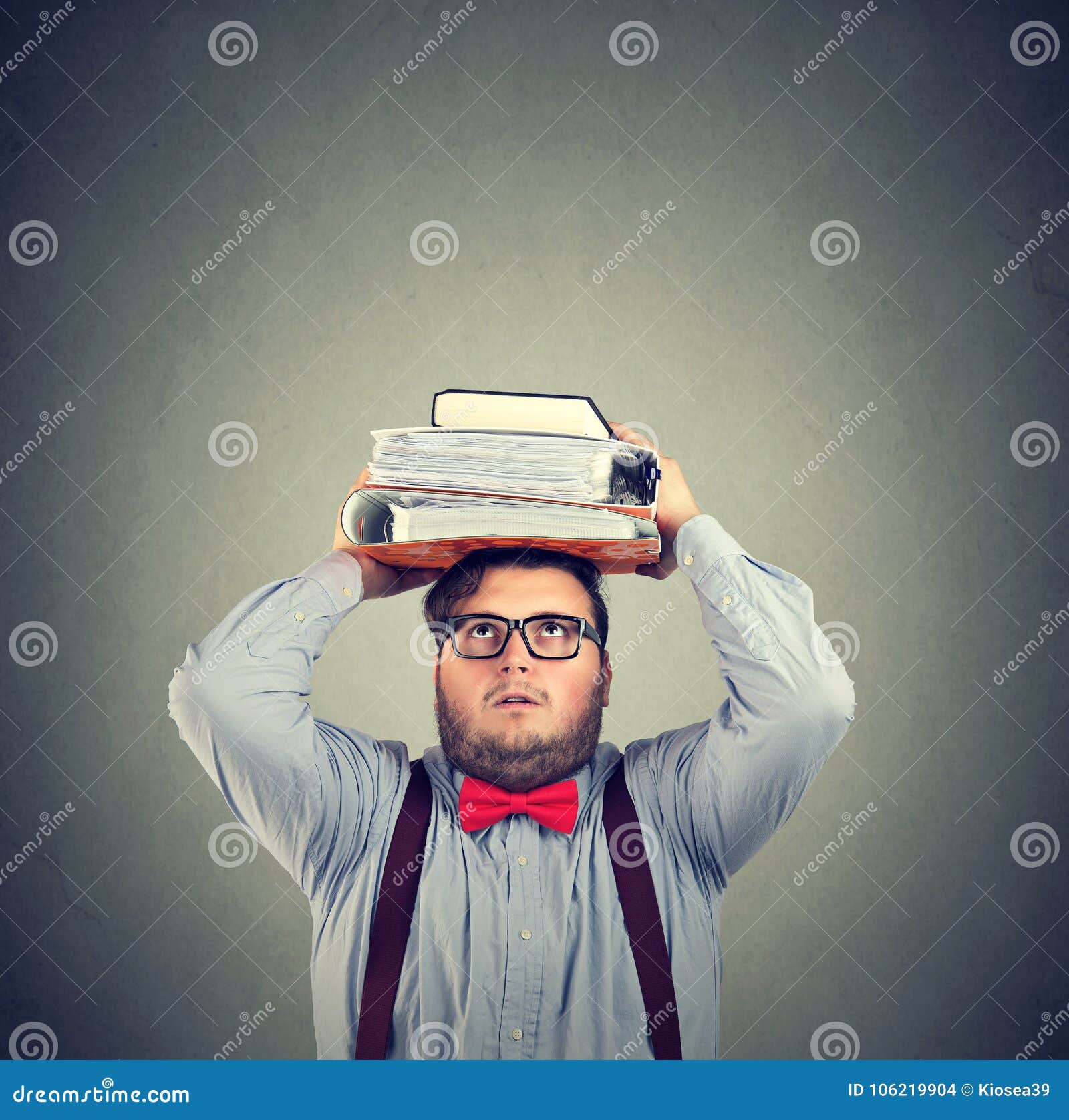 scared man overloaded with studies