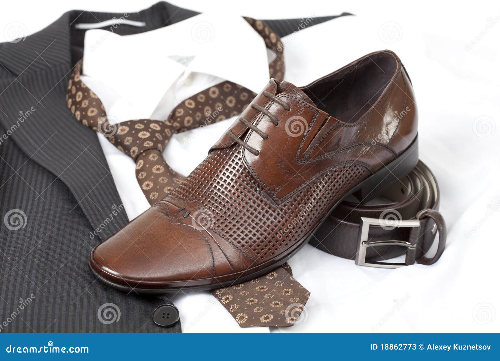 Formal wear and shoes stock image. Image of button, belt 18862773