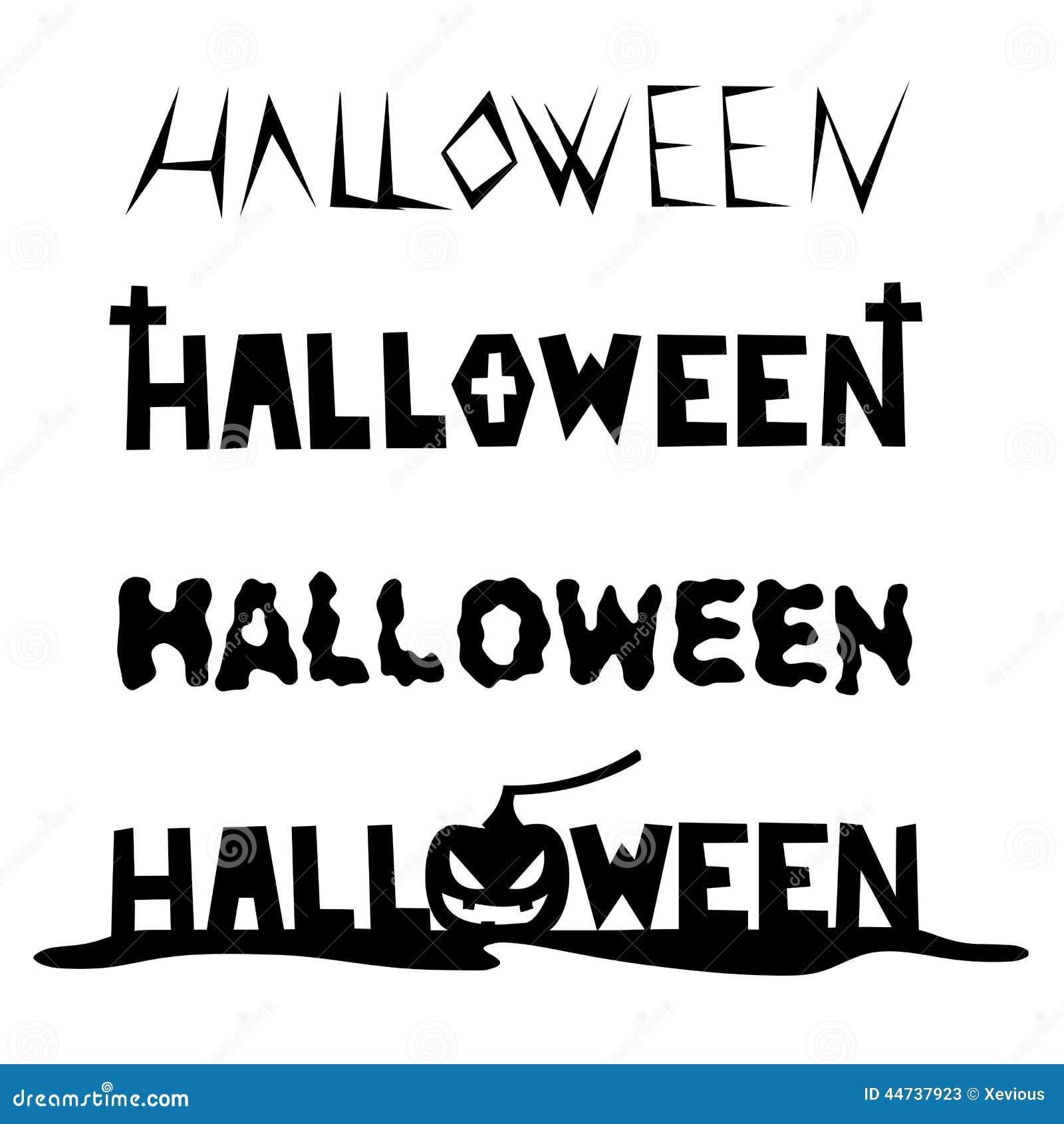 Formas Dibujadas Mano De La Fuente Para Halloween Stock de ilustración -  Ilustración de oscuridad, forma: 44737923
