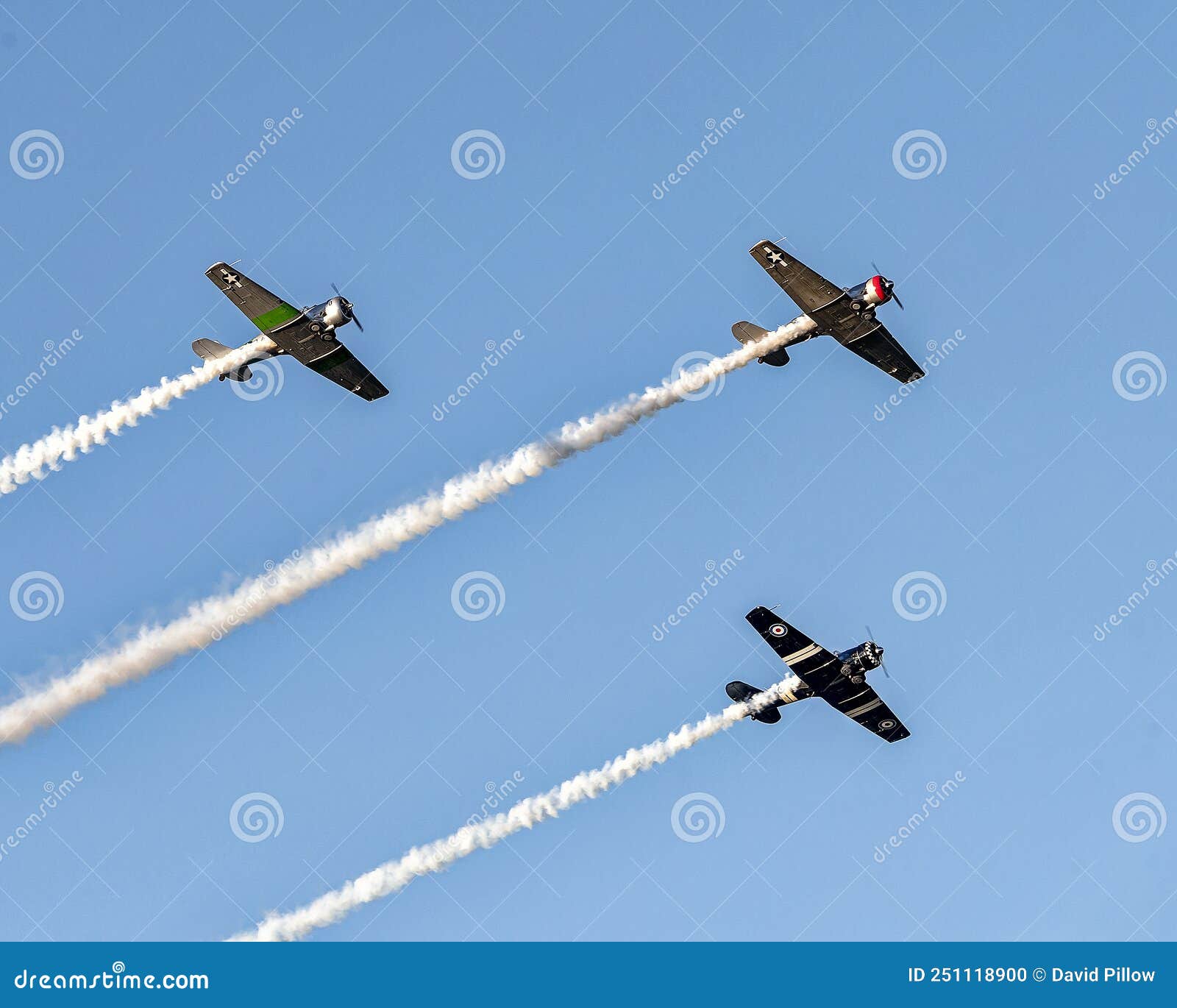 Formation of World War II War Birds Flying Over Duck Creek Prior To the  Traditional Fireworks Display. Stock Photo - Image of years, july: 251118900