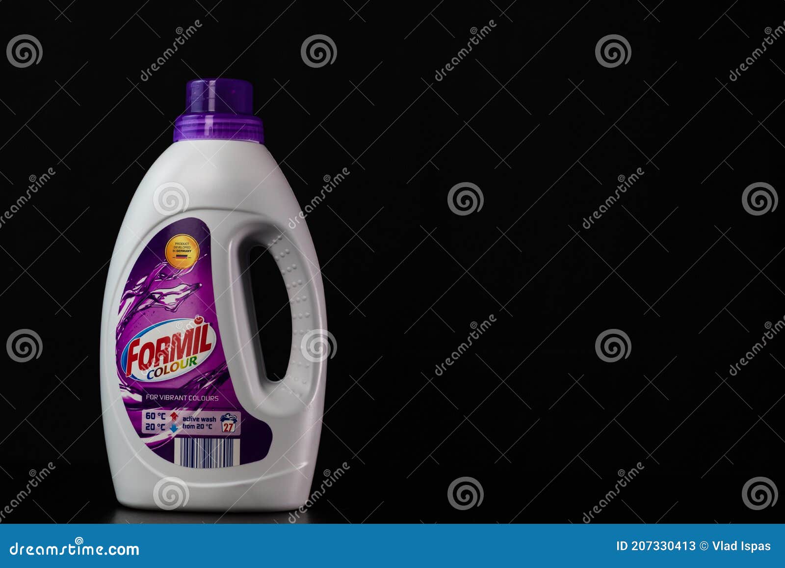 Formil Liquid Laundry Detergent Isolated on Black. Bucharest, Romania