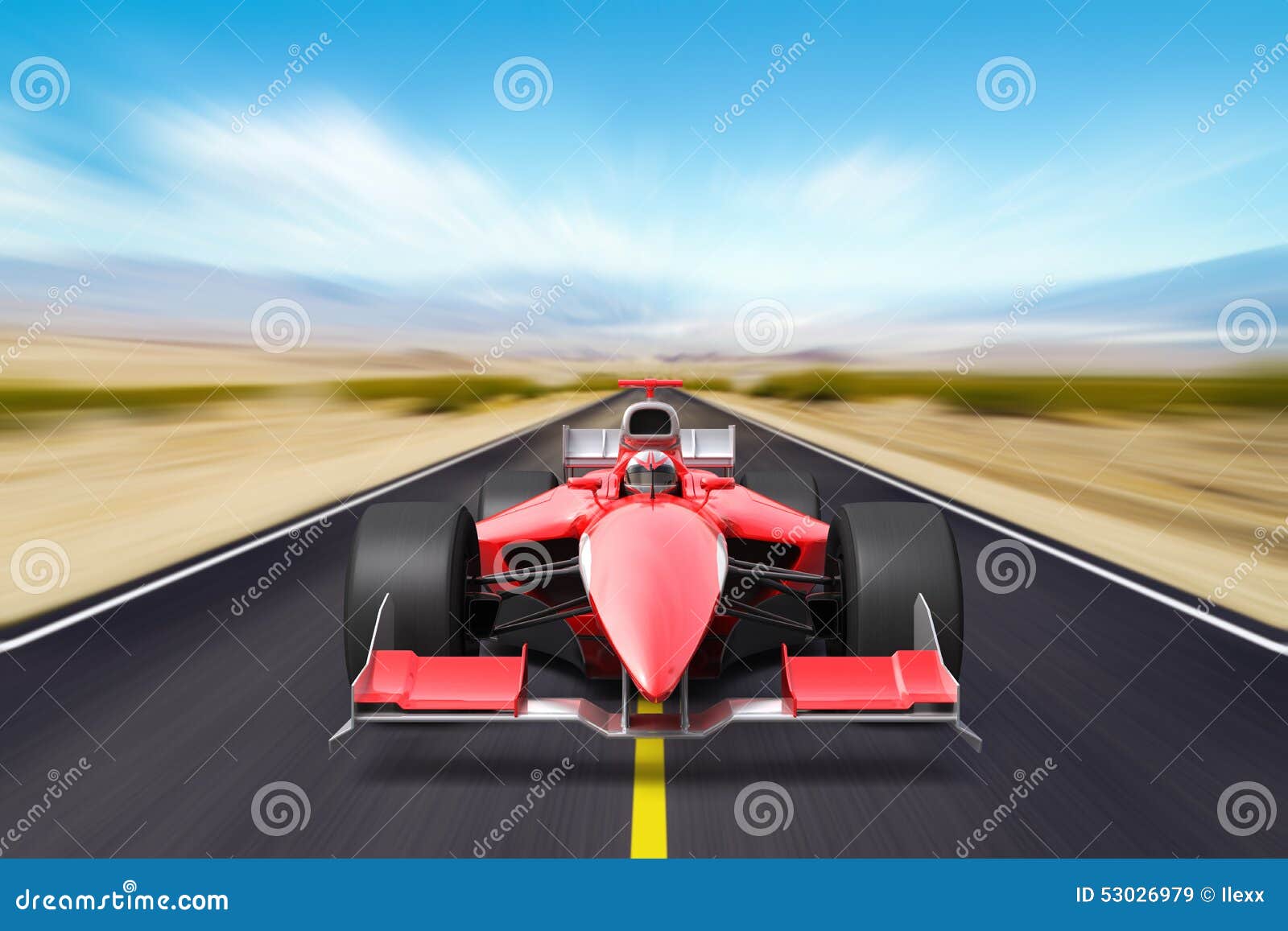 Brandless Racing Cars Race Track Illustration Stock Photo by