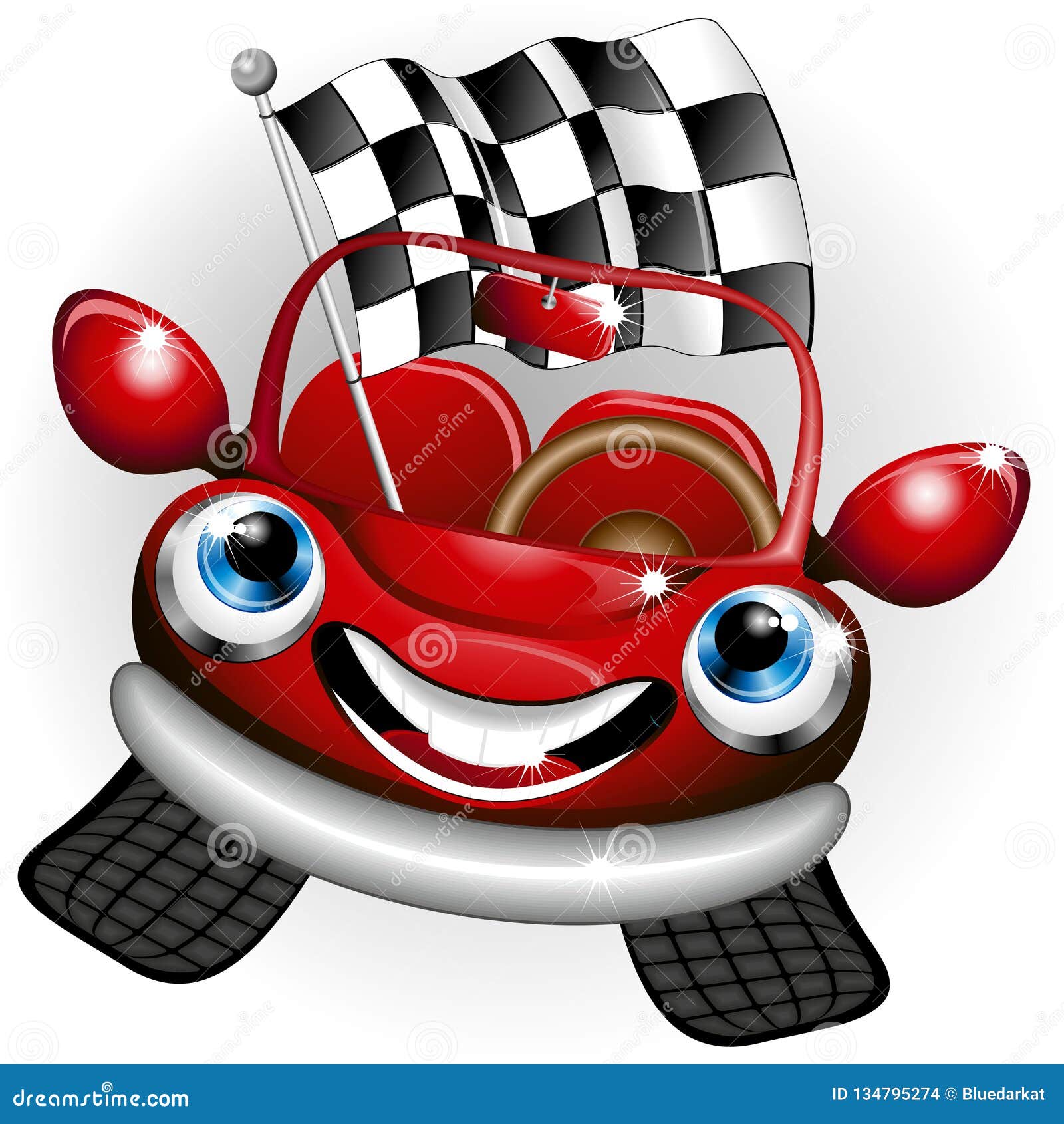 Formula 1 Racing Car Cute Happy Cartoon Character Stock Vector