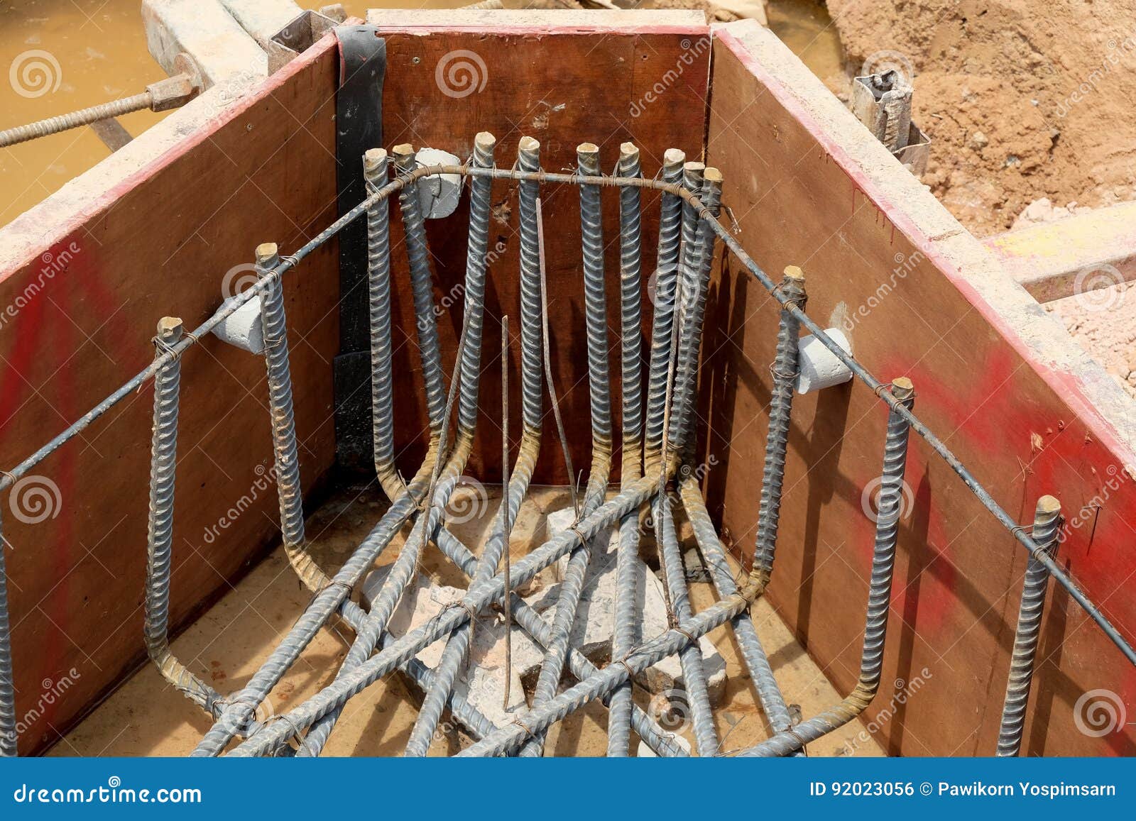 Formwork and Steel Rebar Reinforcement of Building Foundation Work