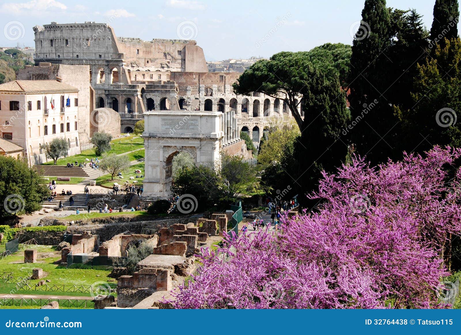 foro romano (roman forum) and colosseum,rome,italy