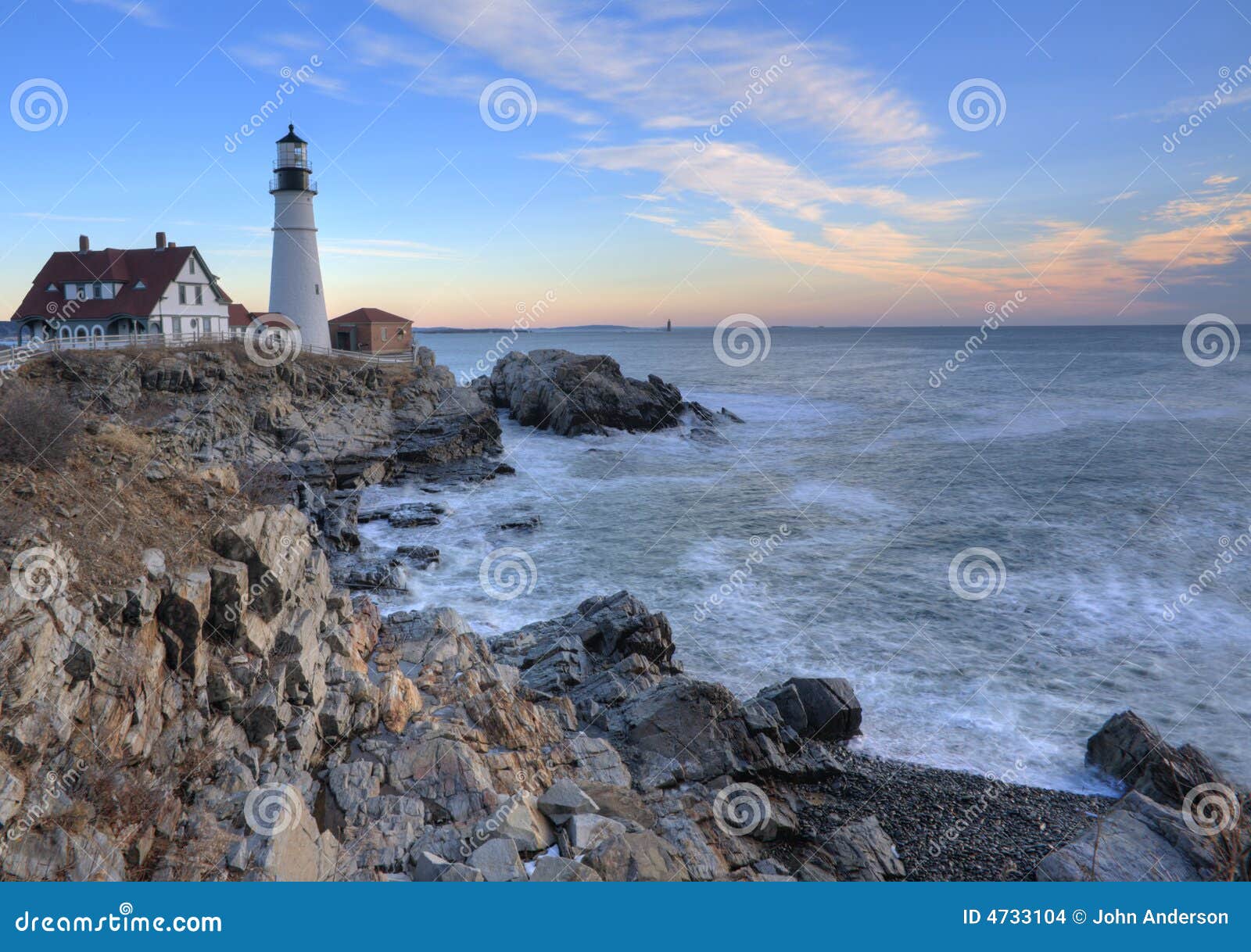 Fort Williams Lighthouse in South Portland Maine in winter