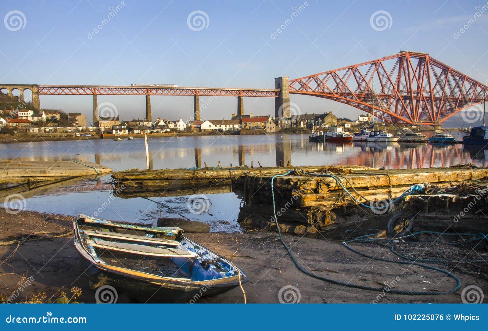 the forth rail bridge seen from north queensferry fife harbour