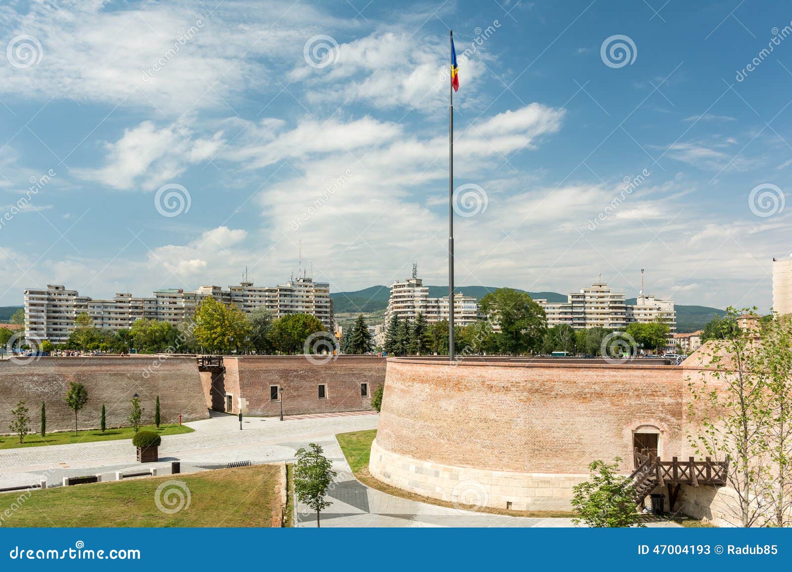 ALBA IULIA, ROMANIA - AUGUST 20, 2014: The Fortification Walls Of Carolina White Fortress Built In 1739 are 12 Kilometers Long And Were Built By Over 20 Thousand Peasants.