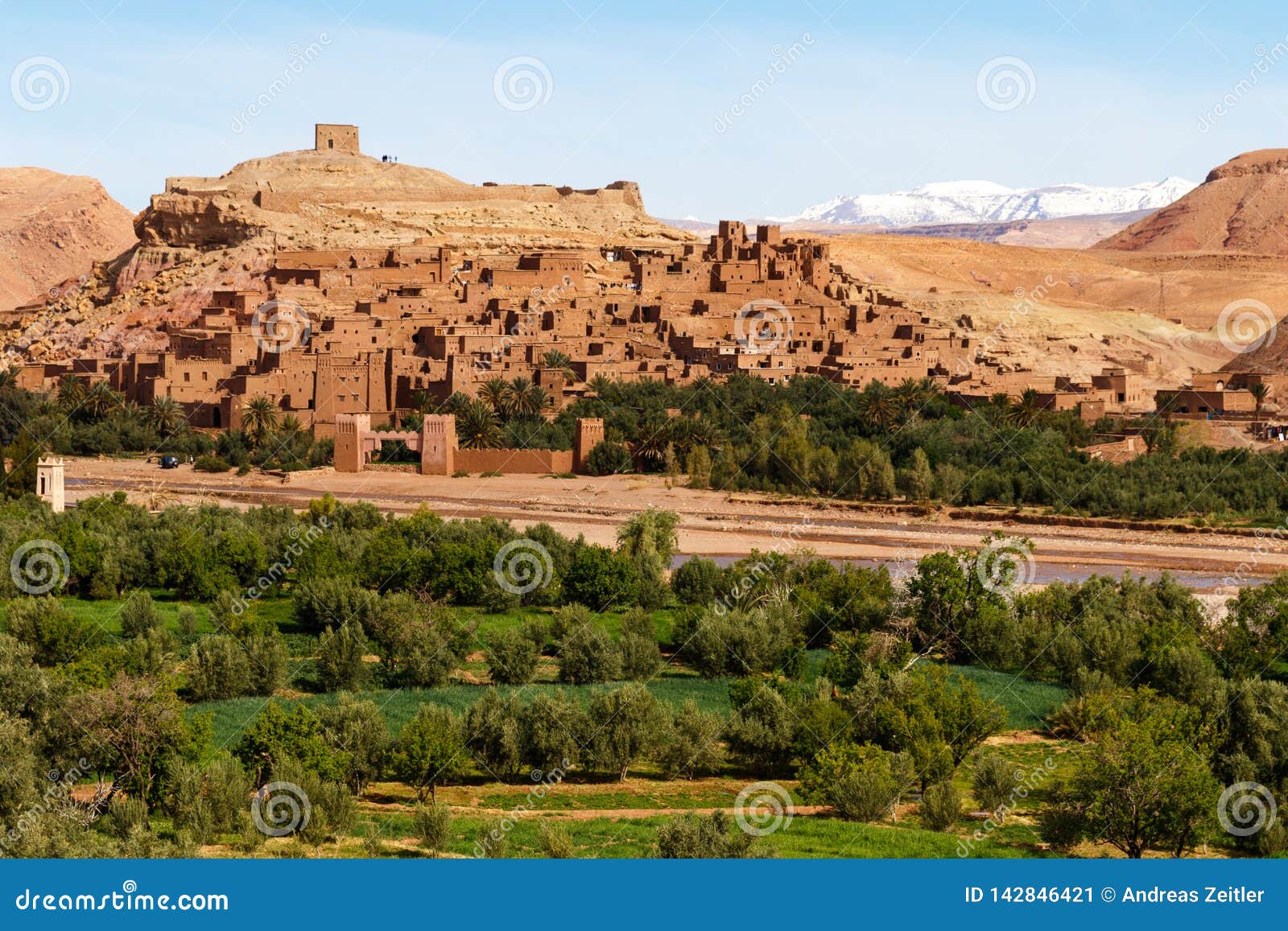Fortified City Along the Former Caravan Route between the Sahara and  Marrakech in Morocco with Snow Covered Atlas Mountain Range Stock Image -  Image of ksar, building: 142846421