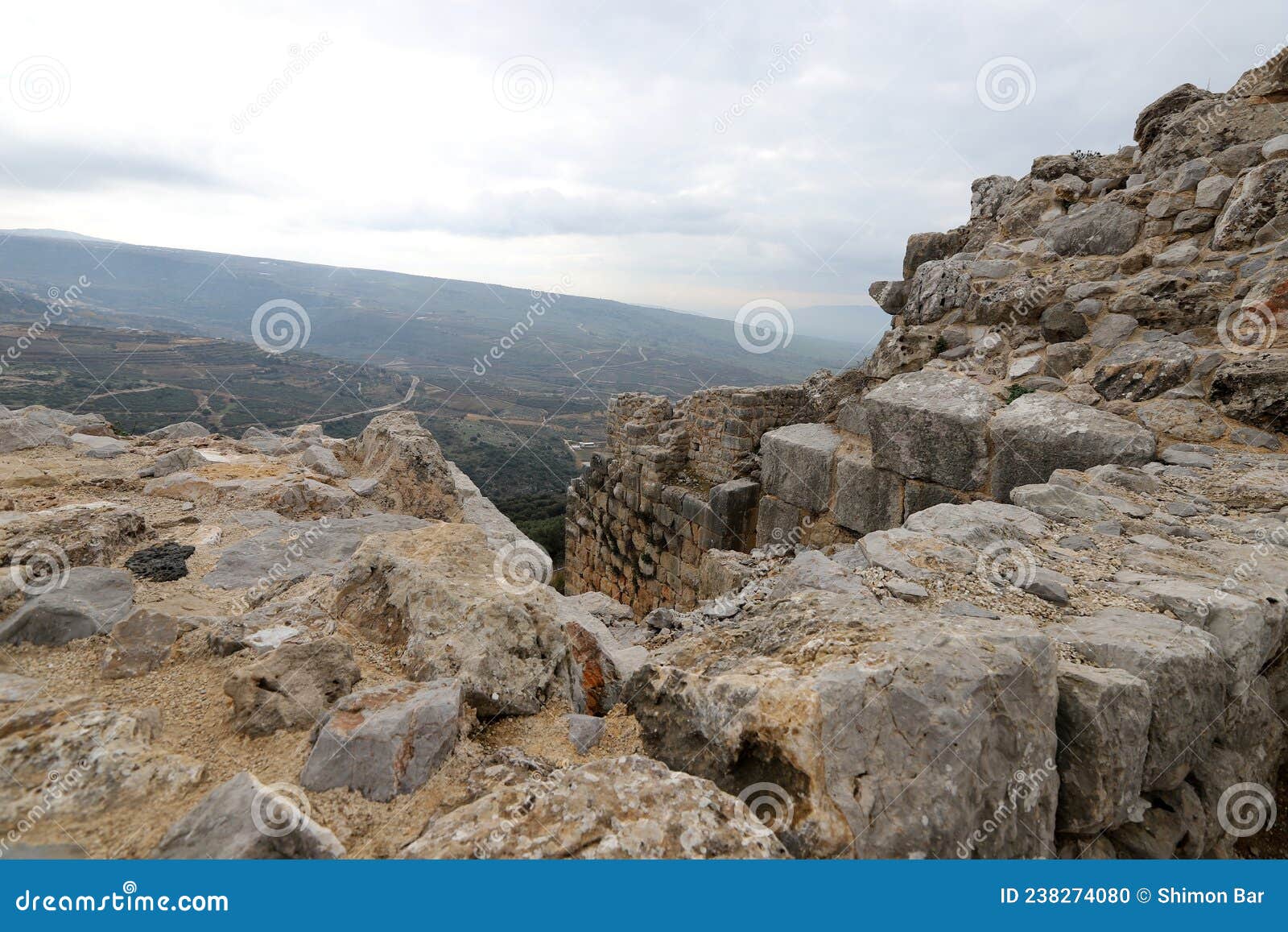 ruins of the medieval fortress nimrod mivtzar nimrod located in the northern golan heights in israel.
