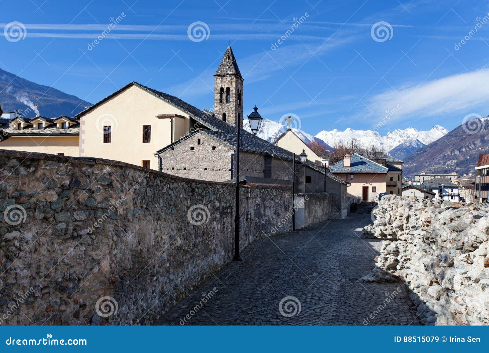 the fortress walls and towers of aosta cinta muraria e torri aosta valle d`aosta italy