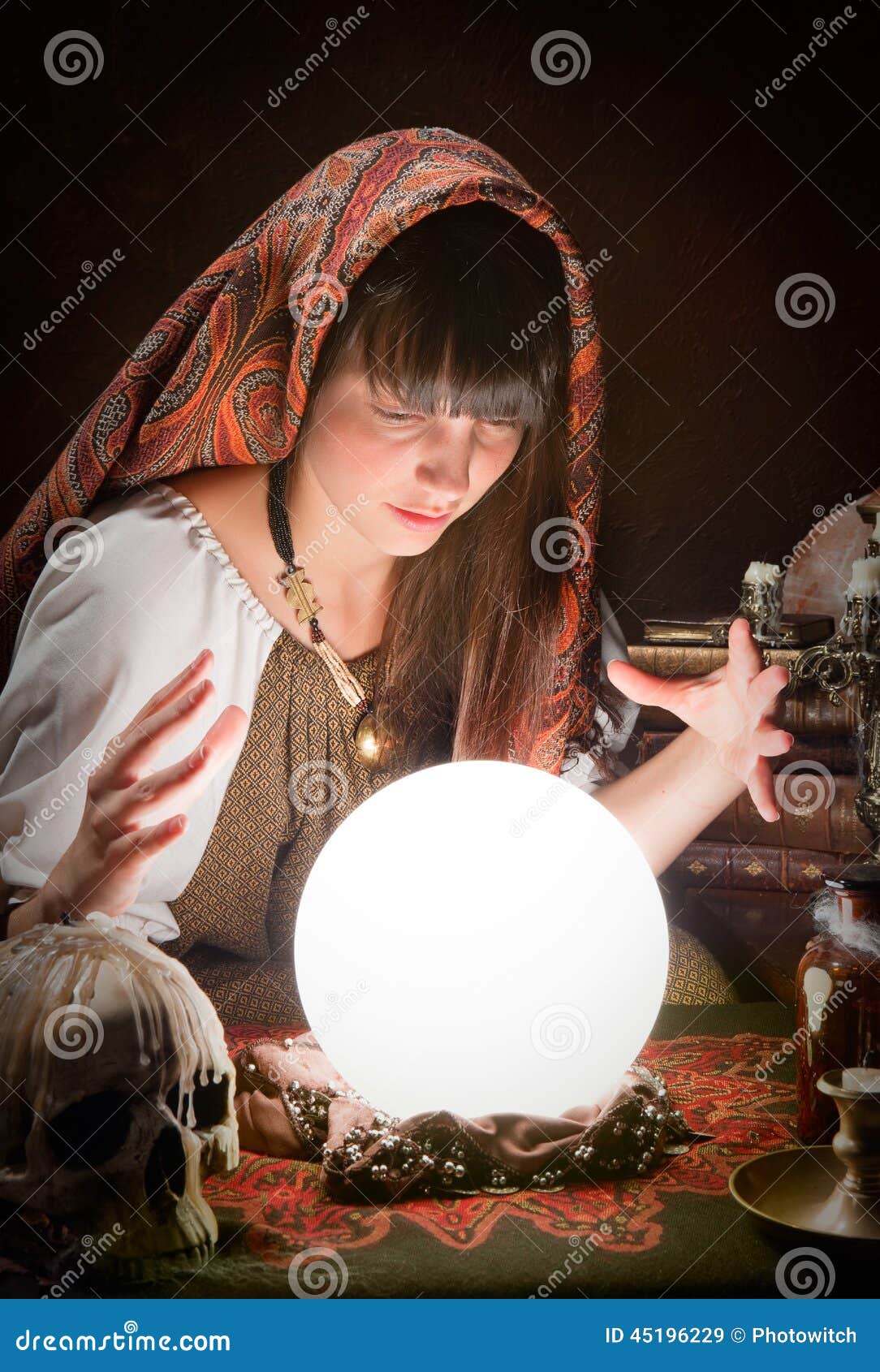and a Crystal Ball Stock Image Image of hand, future