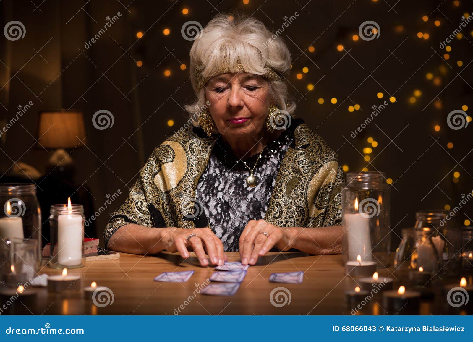 Fortune Teller Reading Tarot Cards Stock Image Image of magical