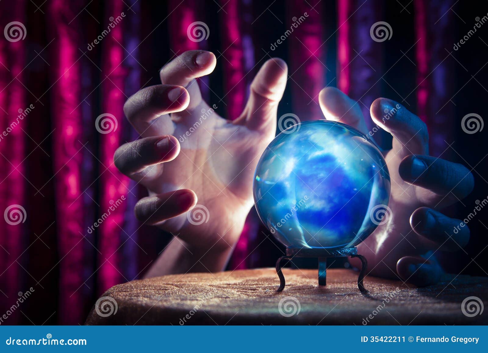 fortune teller's crystal ball with dramatic lighting