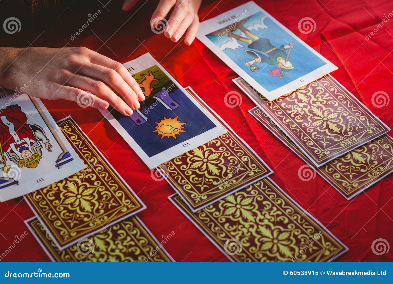 Fortune Teller Using Tarot Cards Stock Image Image of dark, shadow