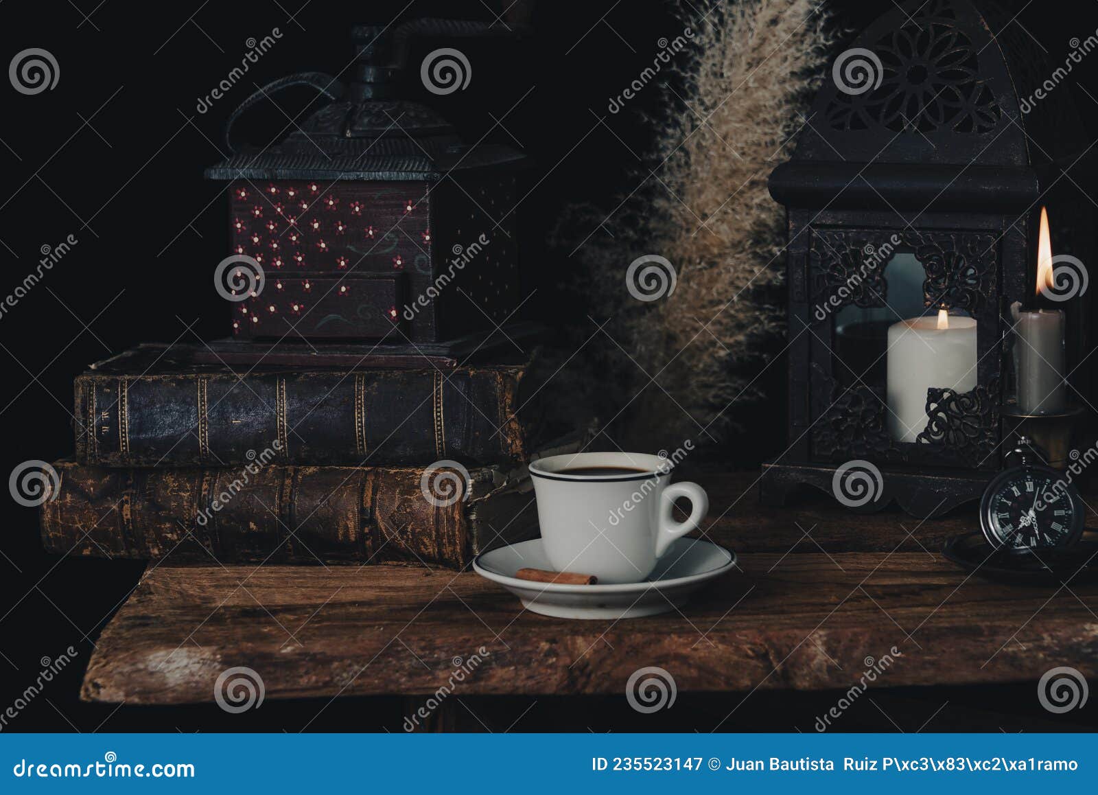 Fortune Telling on Coffee Grounds by Candlelight. Stock Image Image