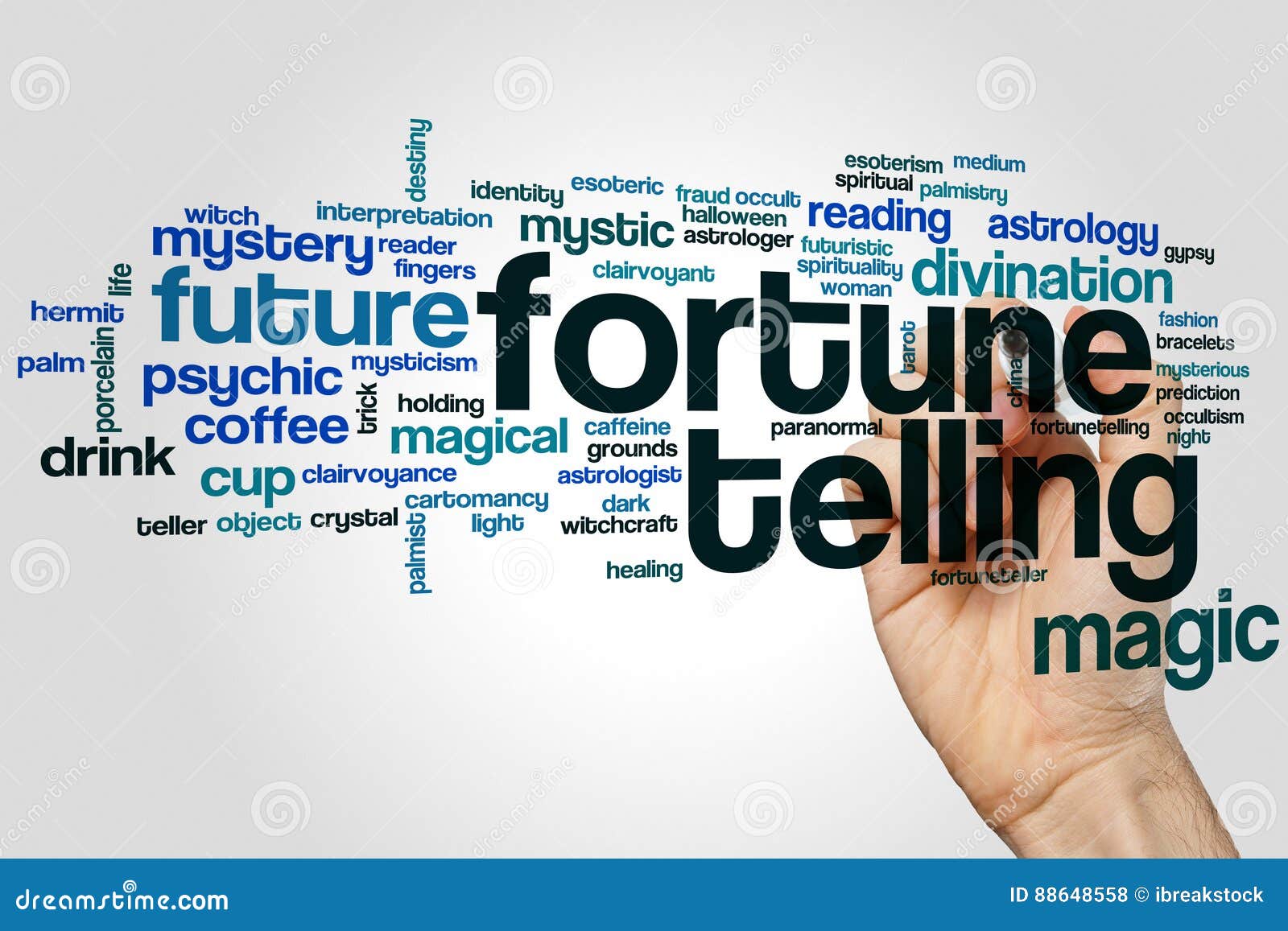 Fortune telling word cloud stock illustration. Illustration of magical