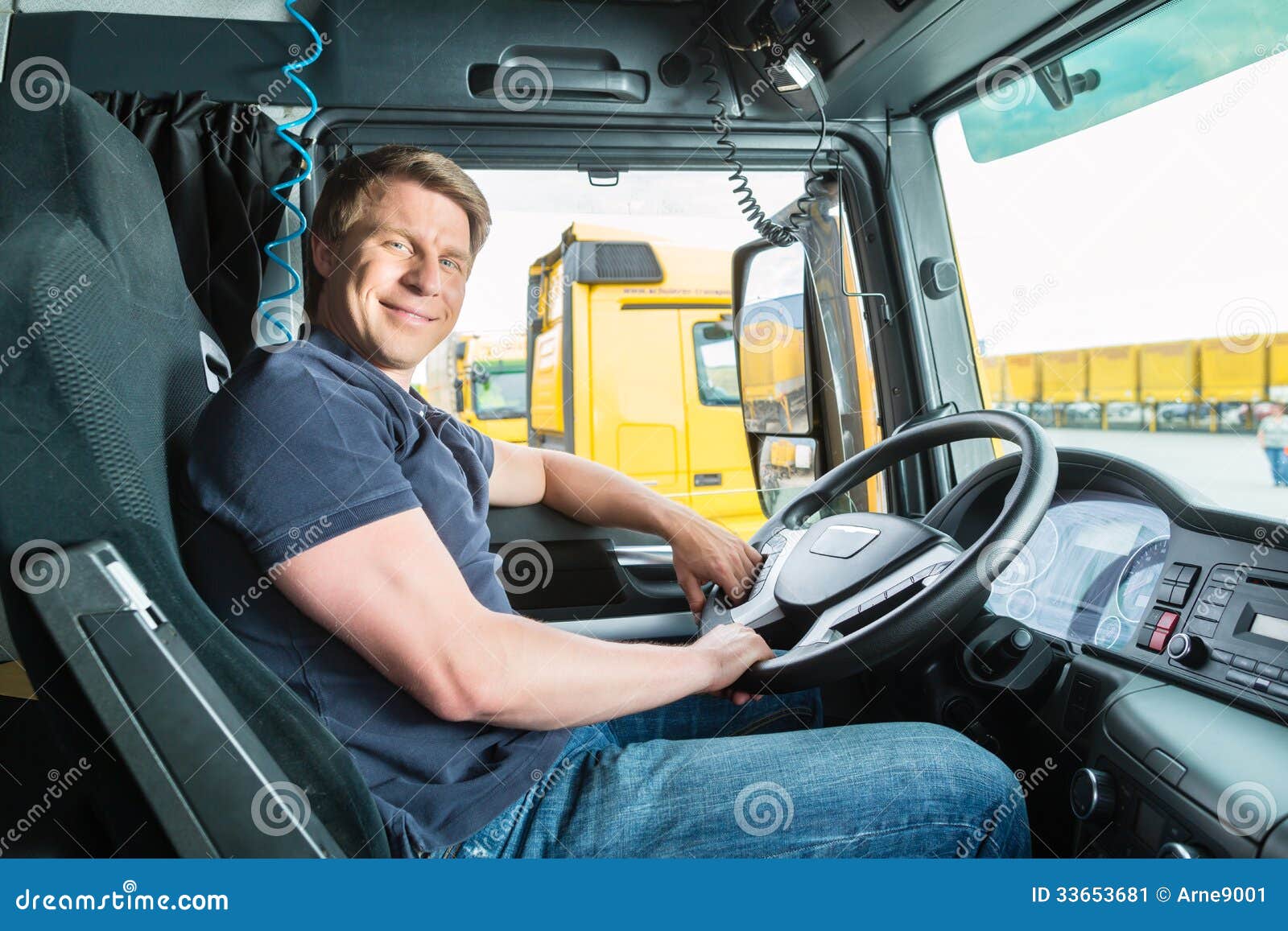 forwarder or truck driver in drivers cap
