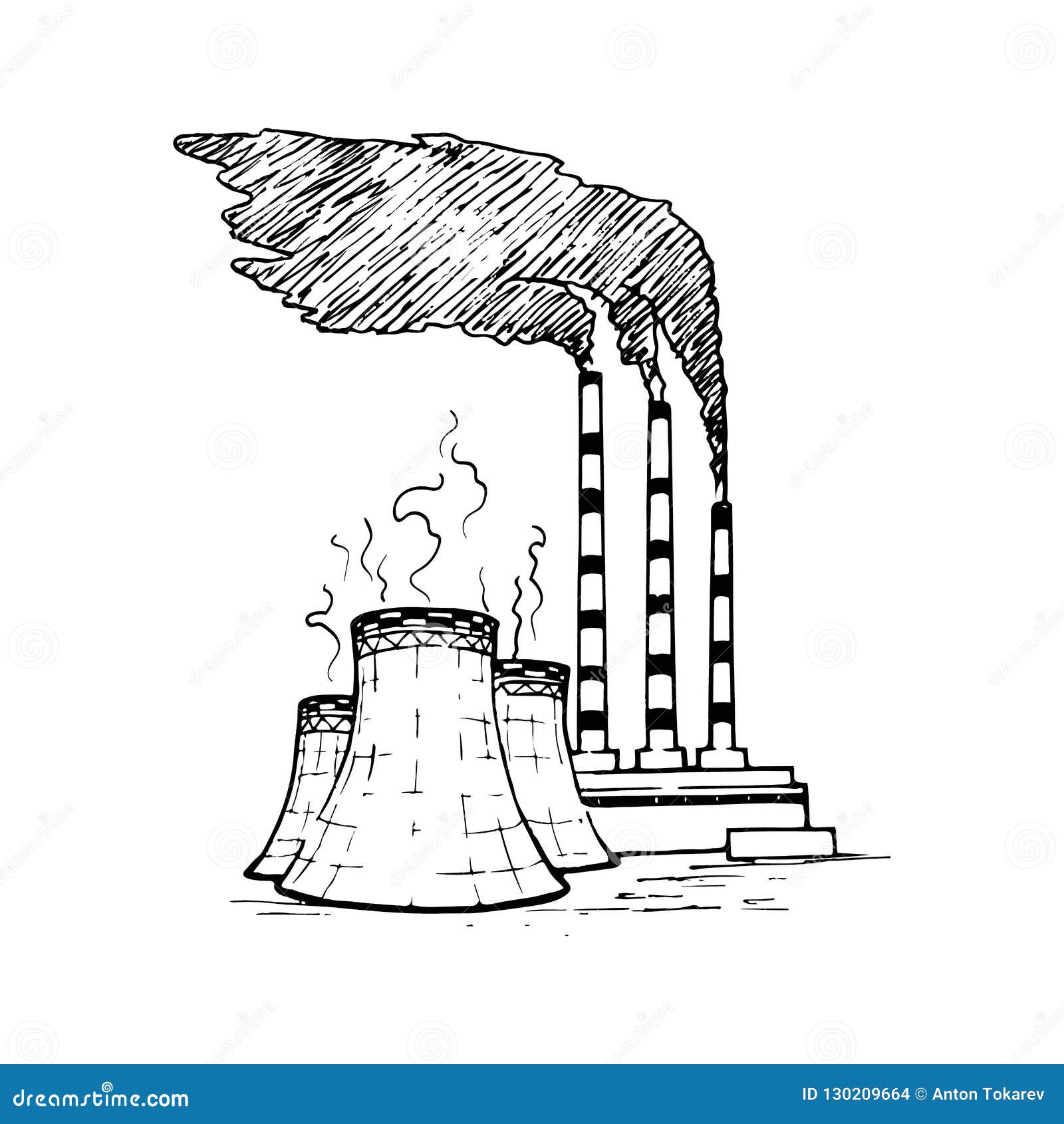 A Fossil Fuel Power Station As an Example of Inefficient and Environment  Damaging Technology. Stock Vector - Illustration of environmentalism,  plant: 130209664