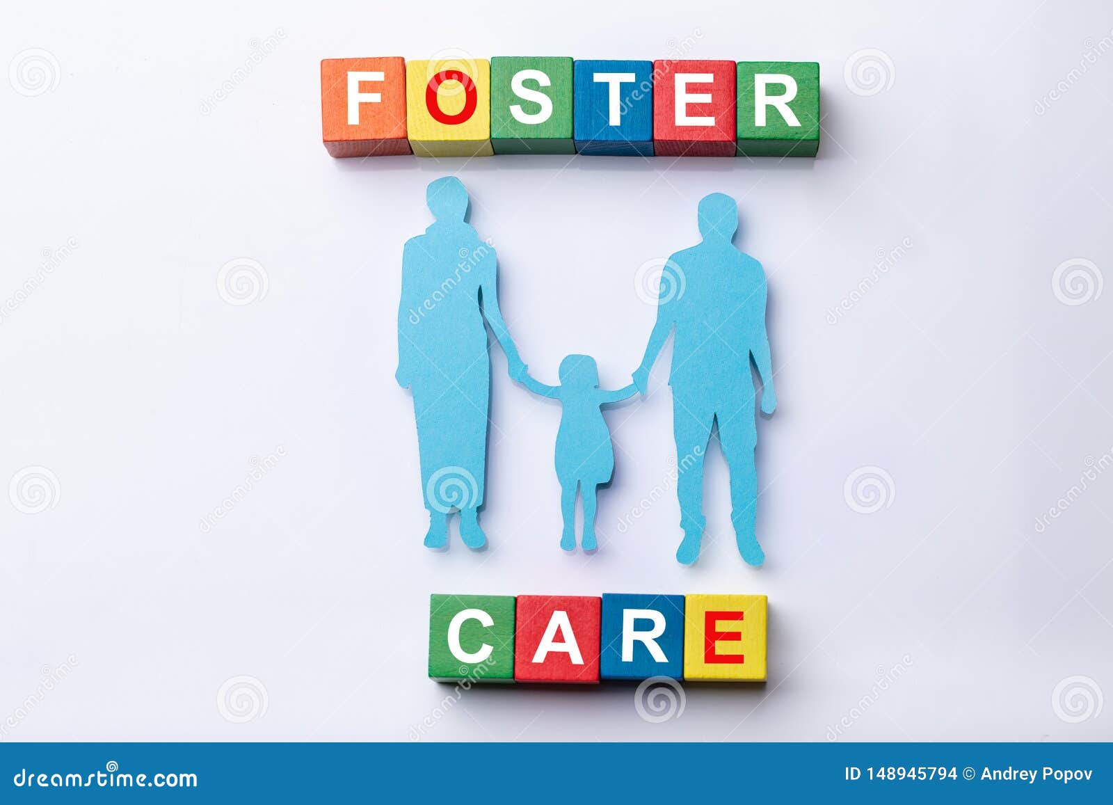 foster care cubic blocks with family figures