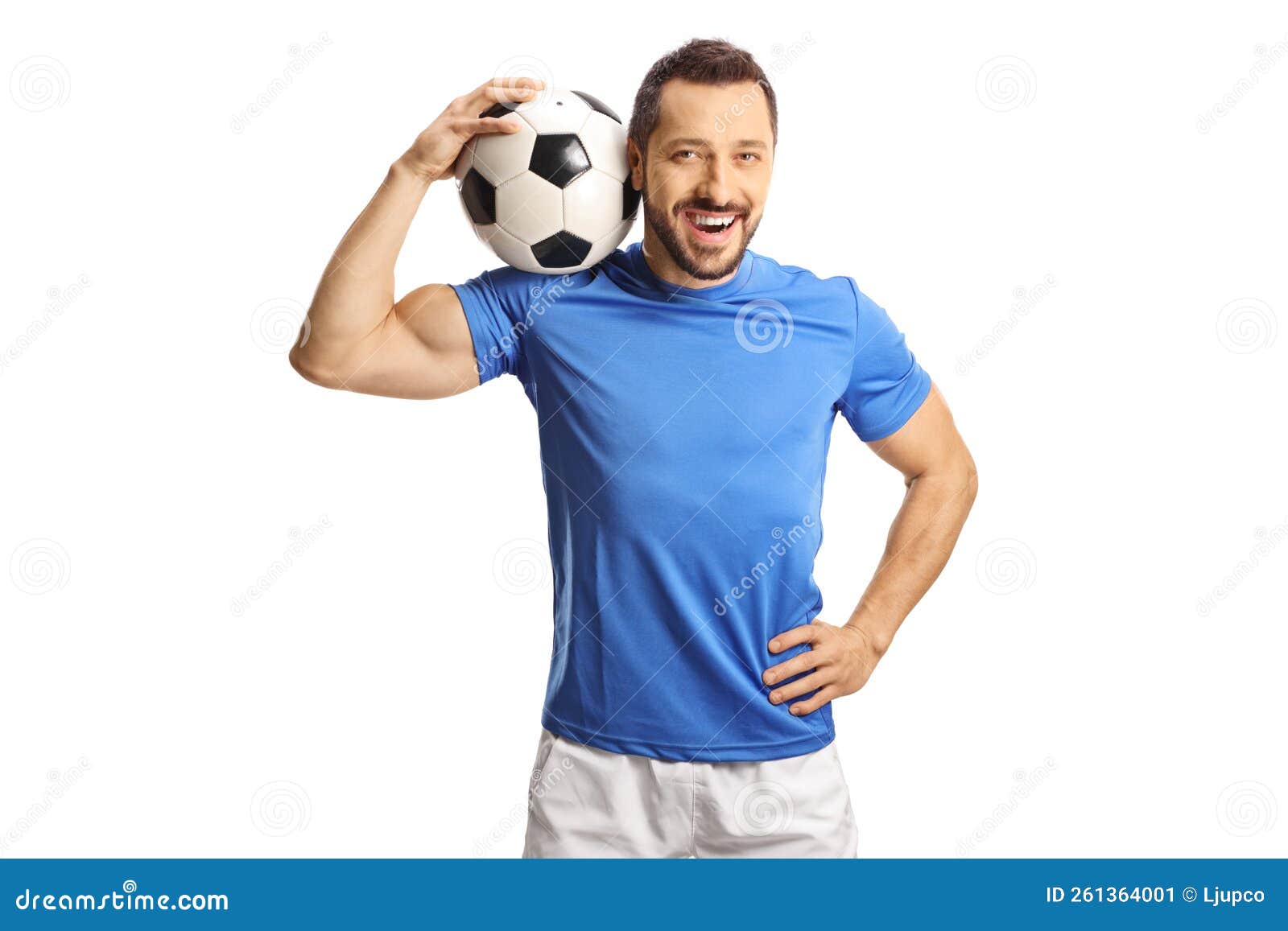 Fotball Player Holding a Ball on His Shoulder Stock Image Image of