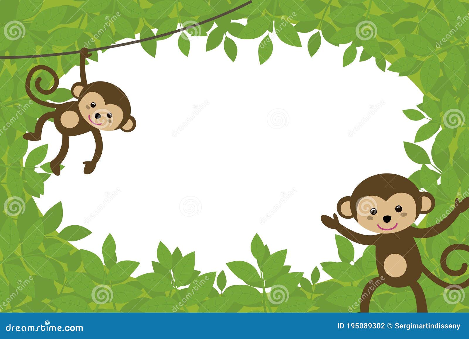 Foto De Niños Con Monos En La Jungla. de ilustración - de fondo: 195089302