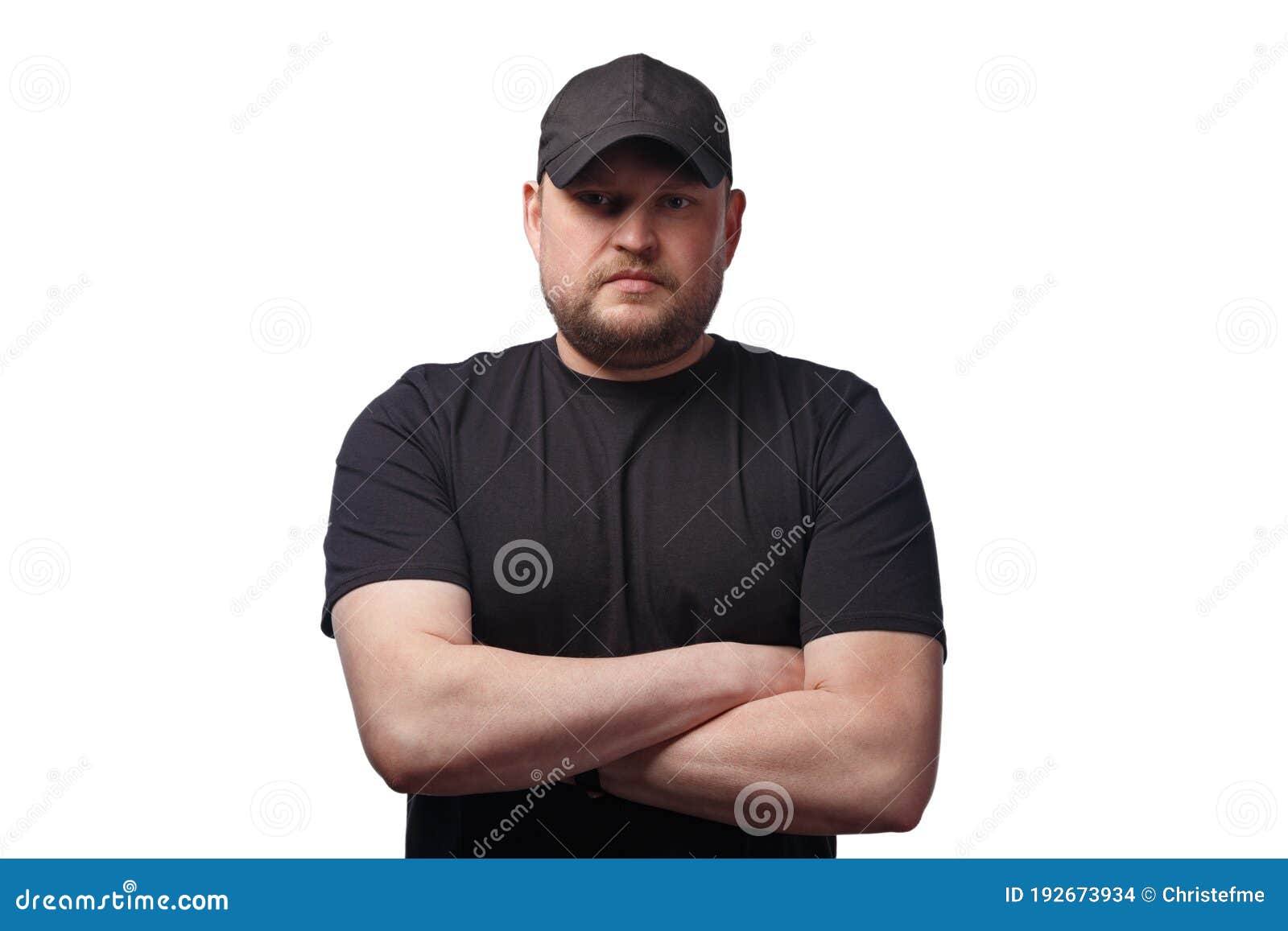 Retrato De Hombre Con Gorra Negra Sobre Fondo Blanco Foto de archivo -  Imagen de rubio, retrato: 192673948