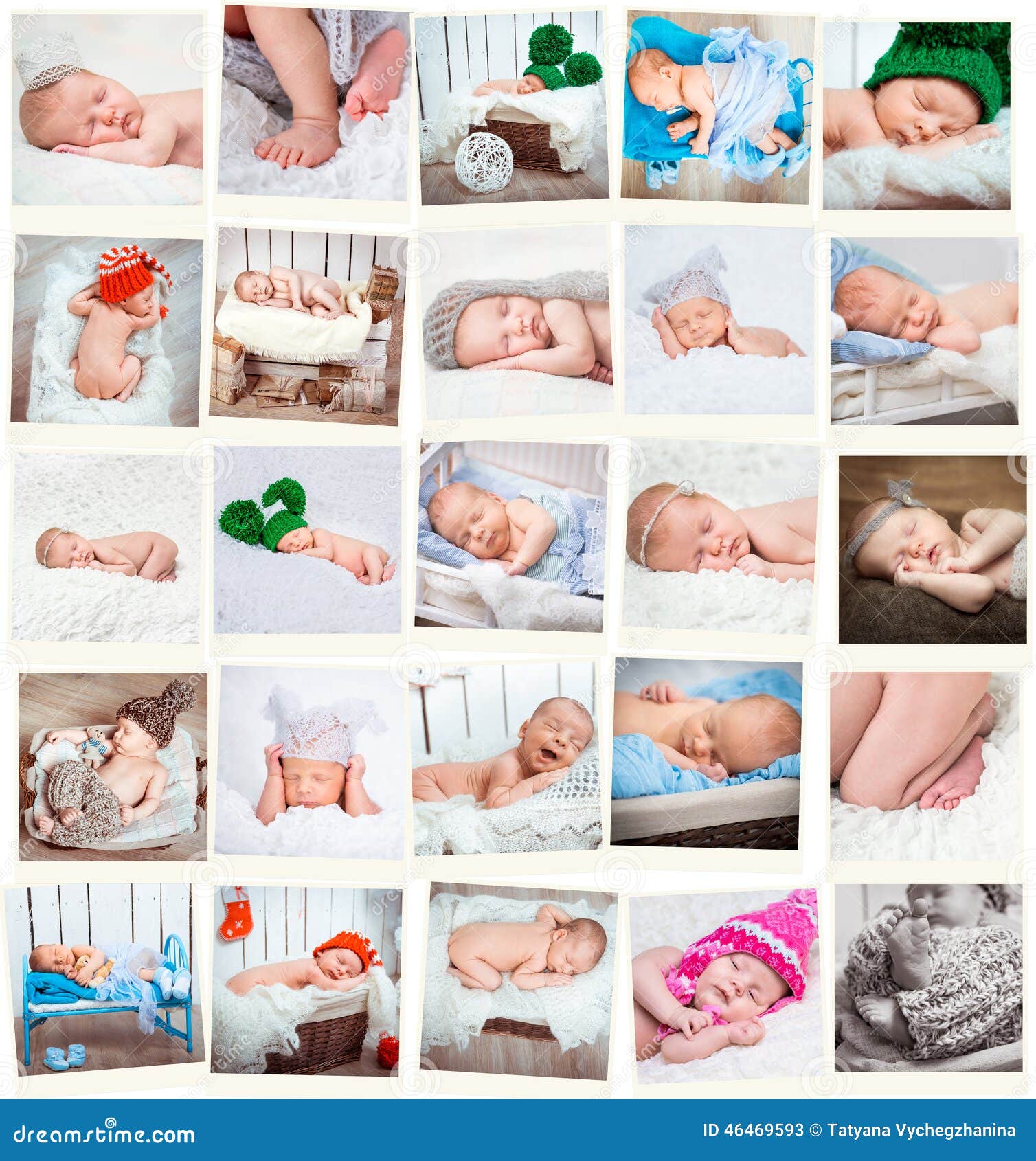 Insieme delle foto dei neonati di un dolce