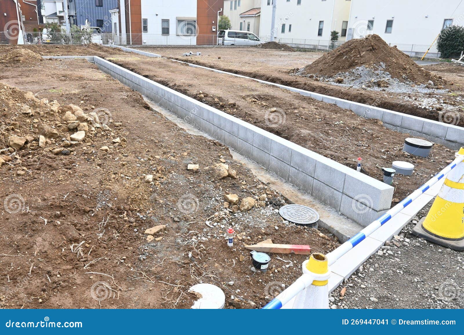 A Foundation Construction Site for a Residential Building. Stock Image