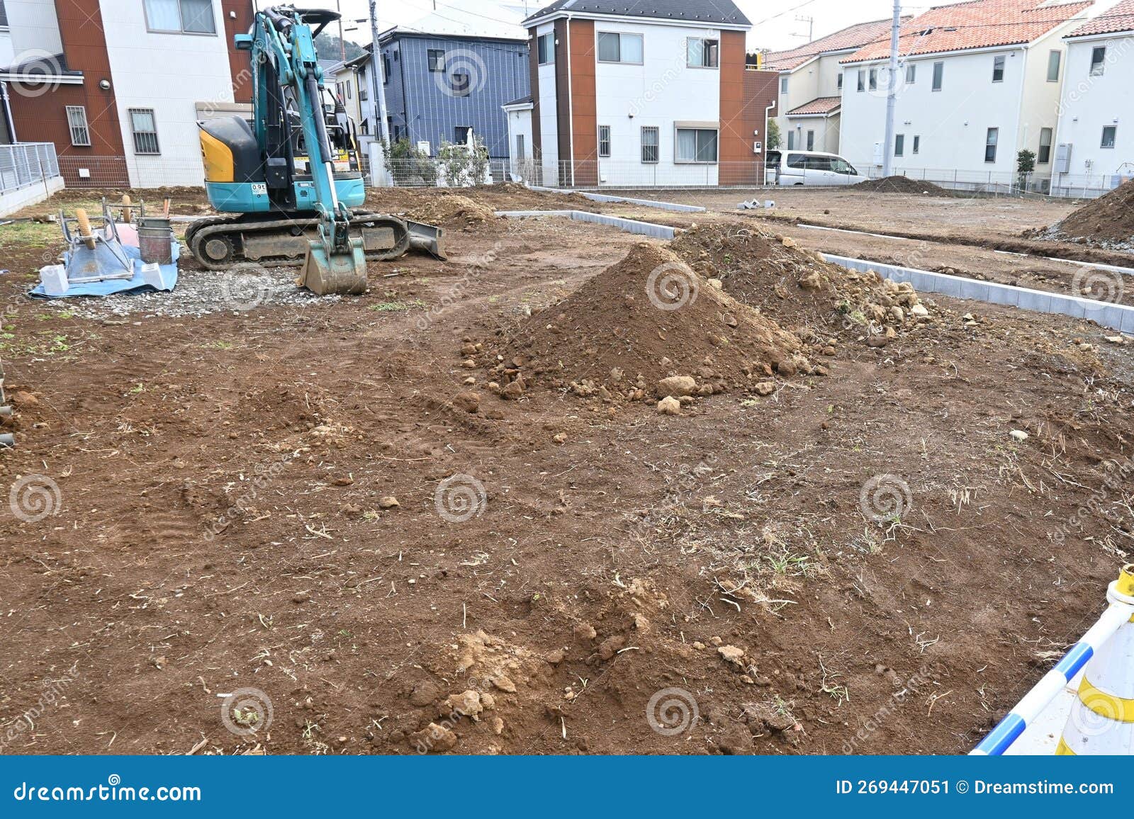 A Foundation Construction Site for a Residential Building. Stock Image