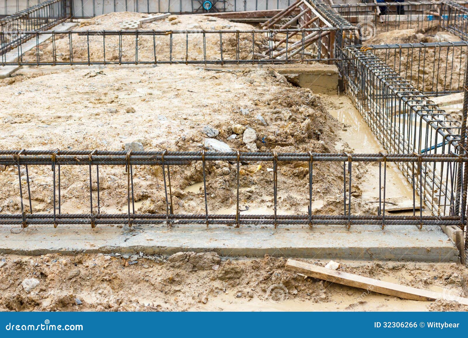 Foundation for Home Building Stock Photo Image of steel, construct