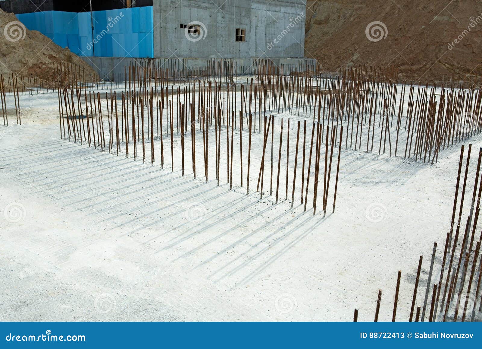 Foundation of New Construction at a Building Site Stock Image Image