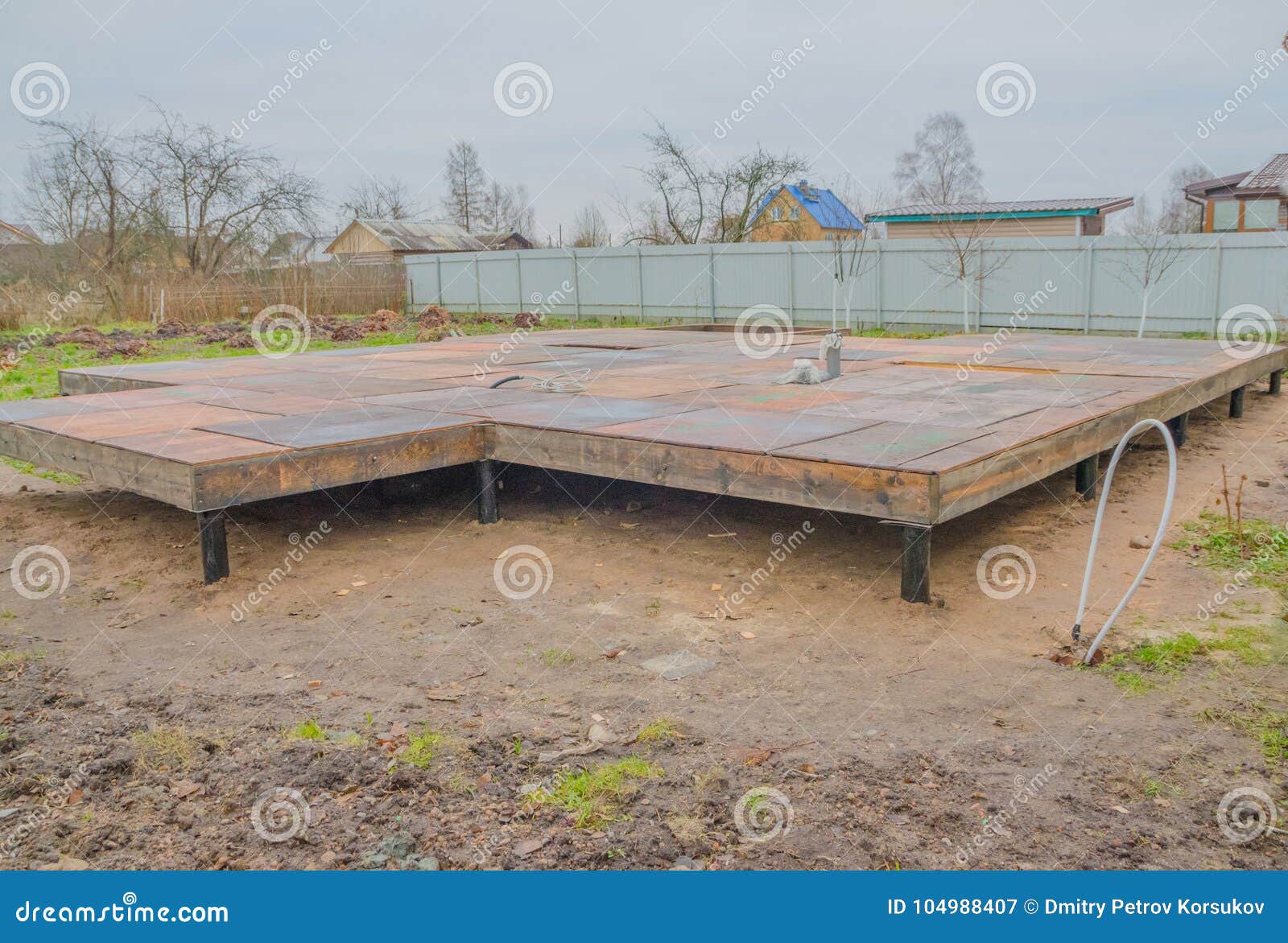 The Foundation of a Wooden House on Pile Foundation Stock Image Image