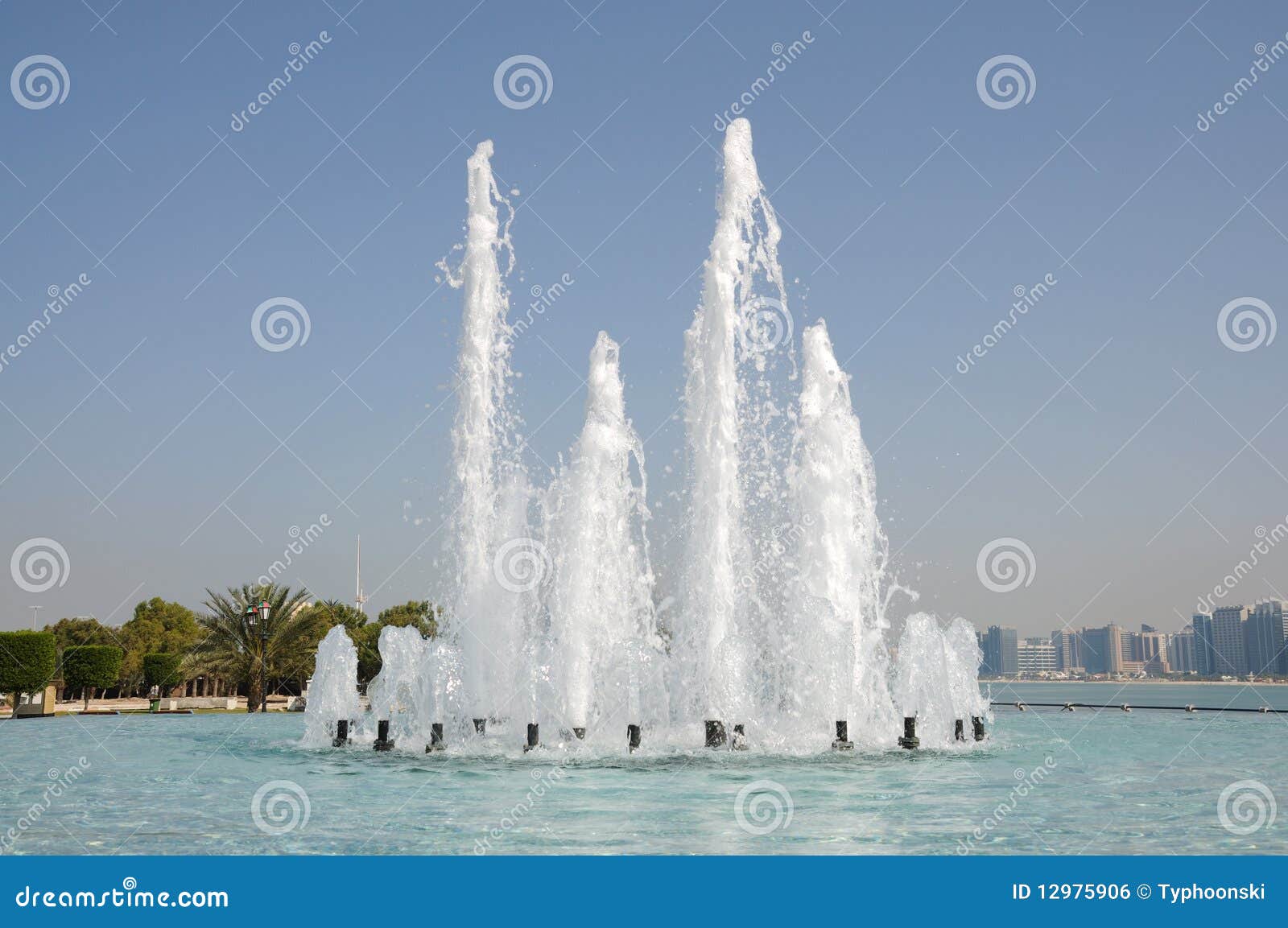 Fountain in Abu Dhabi stock photo. Image of mall, water 12975906