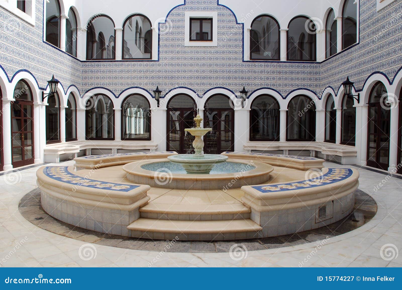 Fountain in arabic patio stock image. Image of door, gate 15774227