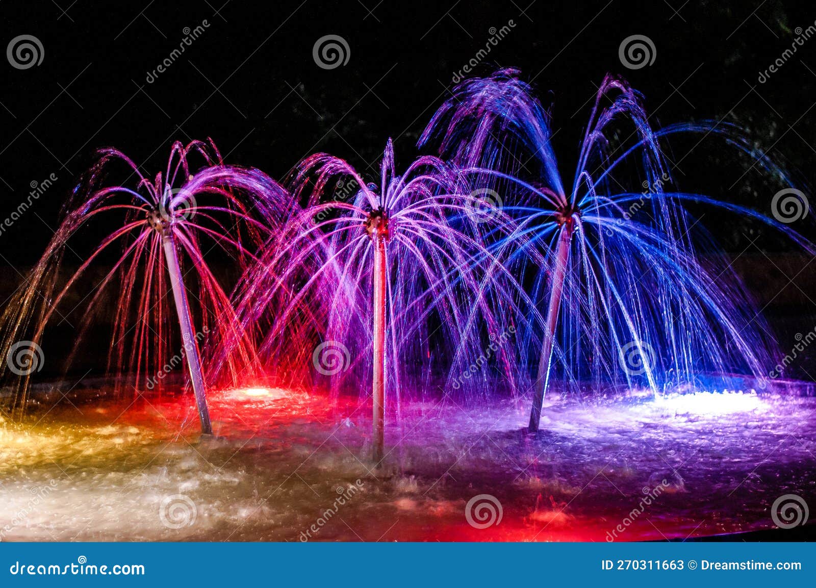 A Fountain with a Beautiful Backlight Litm in the Park Stock Image ...