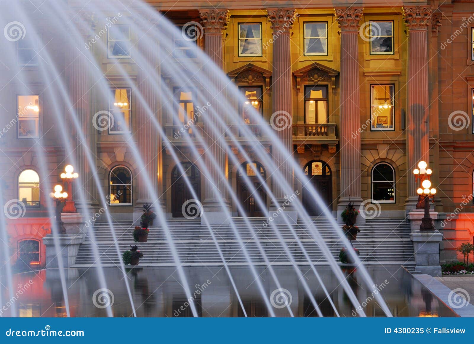Fountain and building stock image. Image of edmonton, fountain 4300235