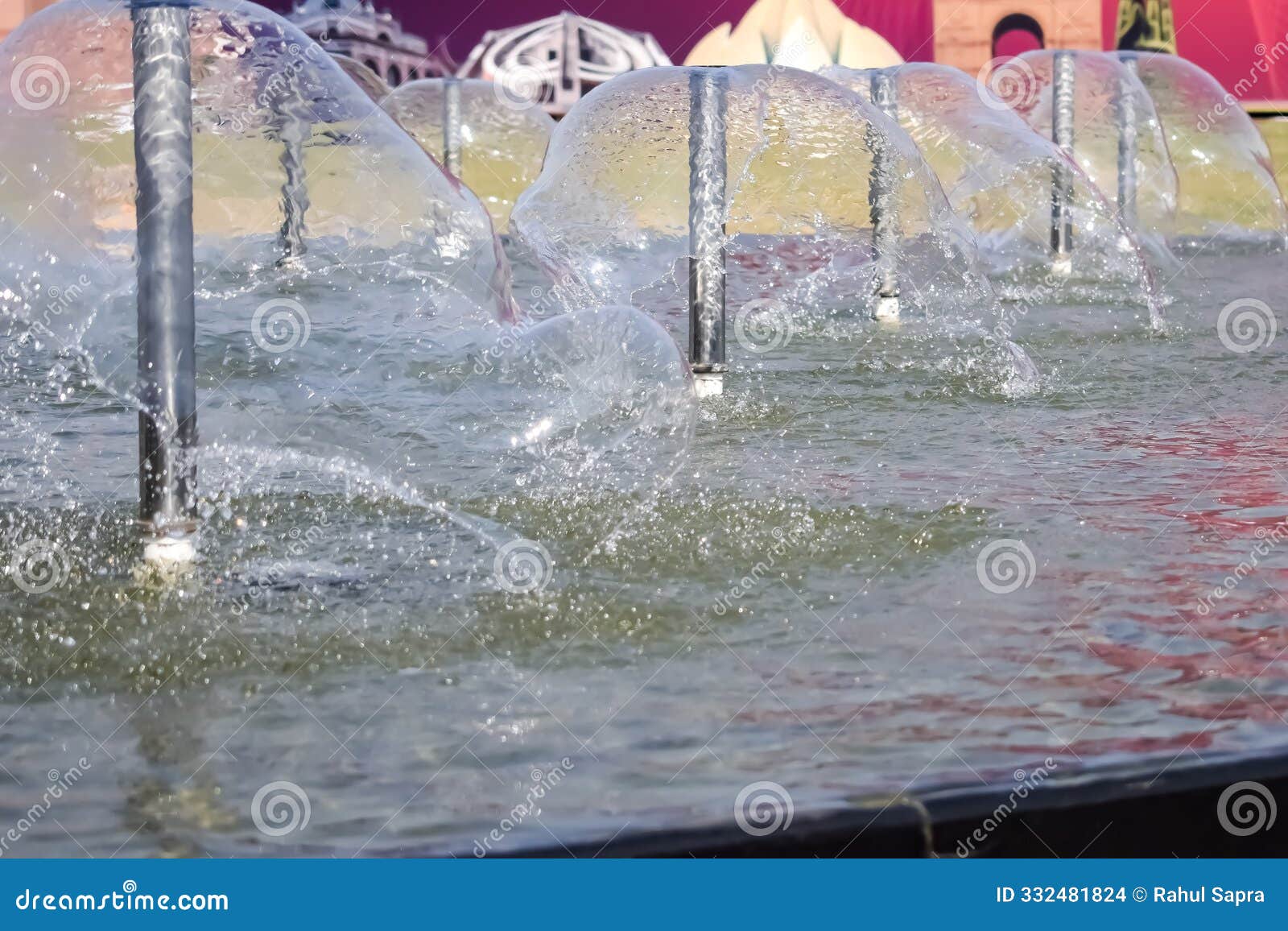 fountain in the complex of bharat mandapam formally known as pragati maidan in delhi india, working fountain in the bharat