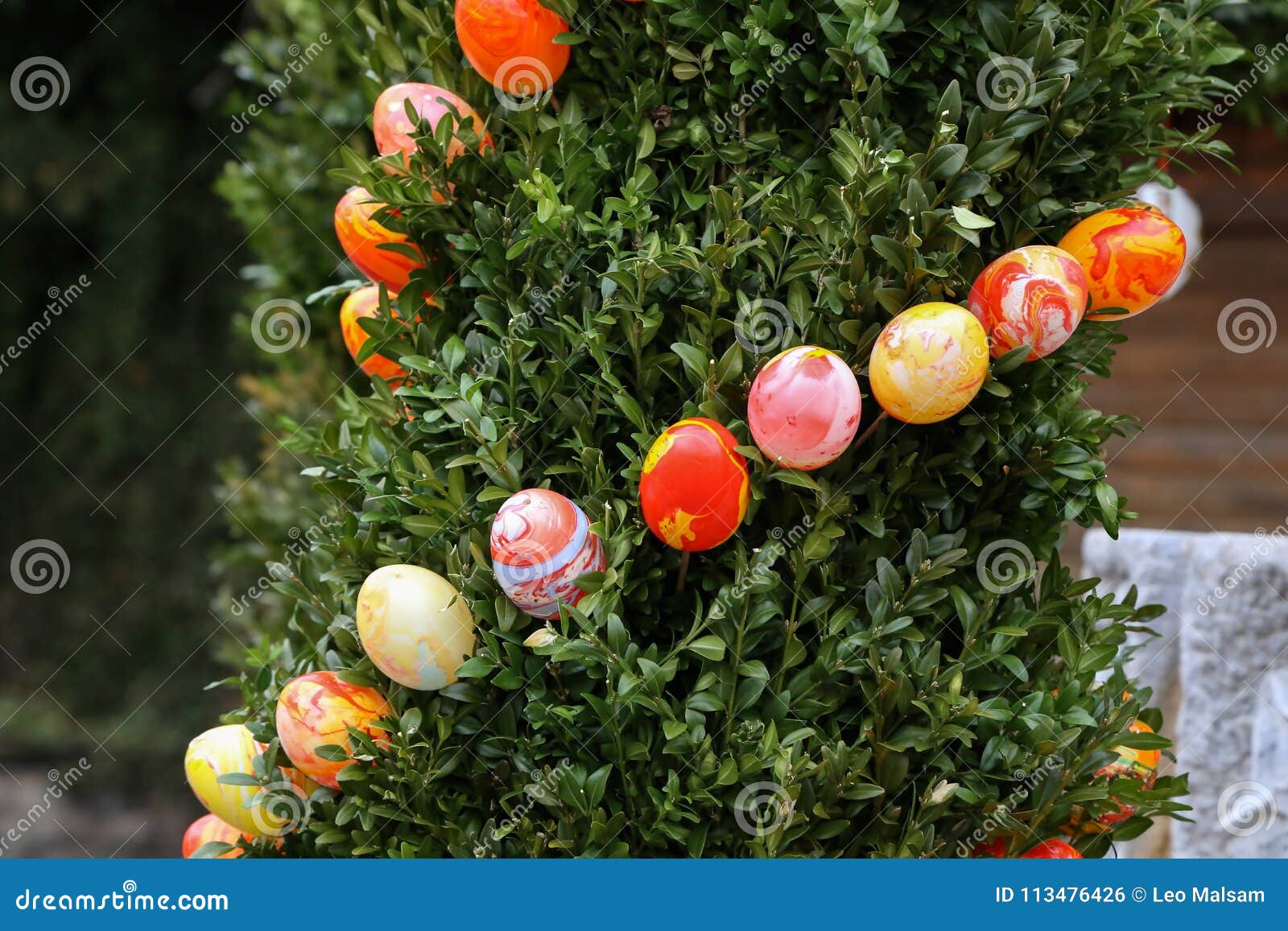 Fountain Decorated Easter Eggs Stock Photo Image of religion