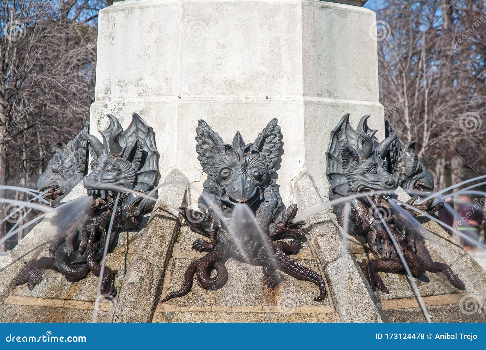 the fountain of the fallen angel in madrid, spain