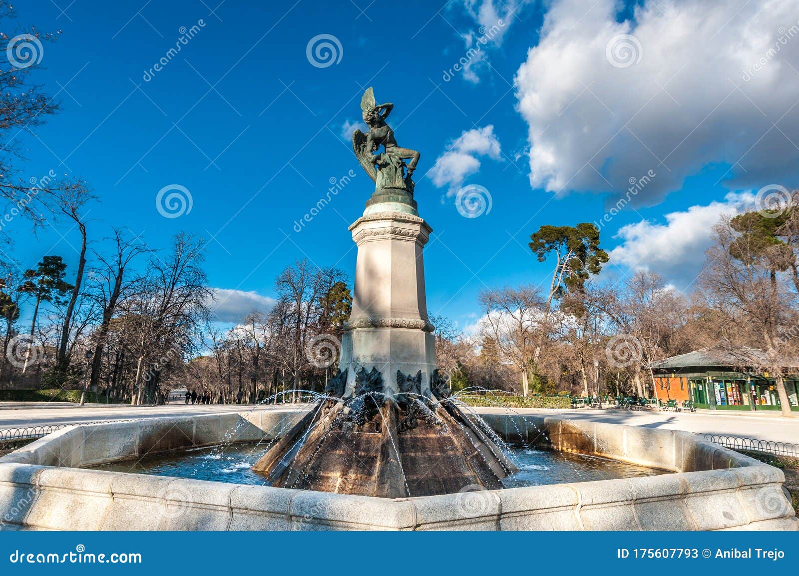 the fountain of the fallen angel in madrid, spain