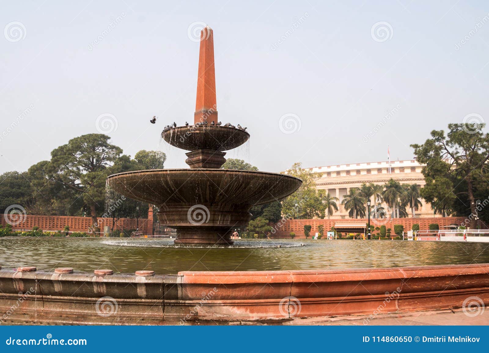 fountain in front of the sansad bhawan, the parliament house
