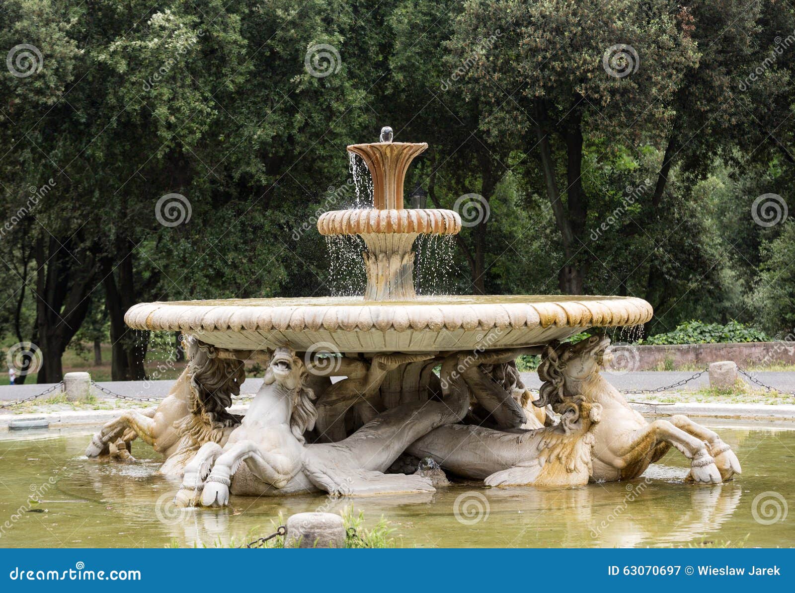 Fountain in Garden of Villa Rome Stock Image Image of