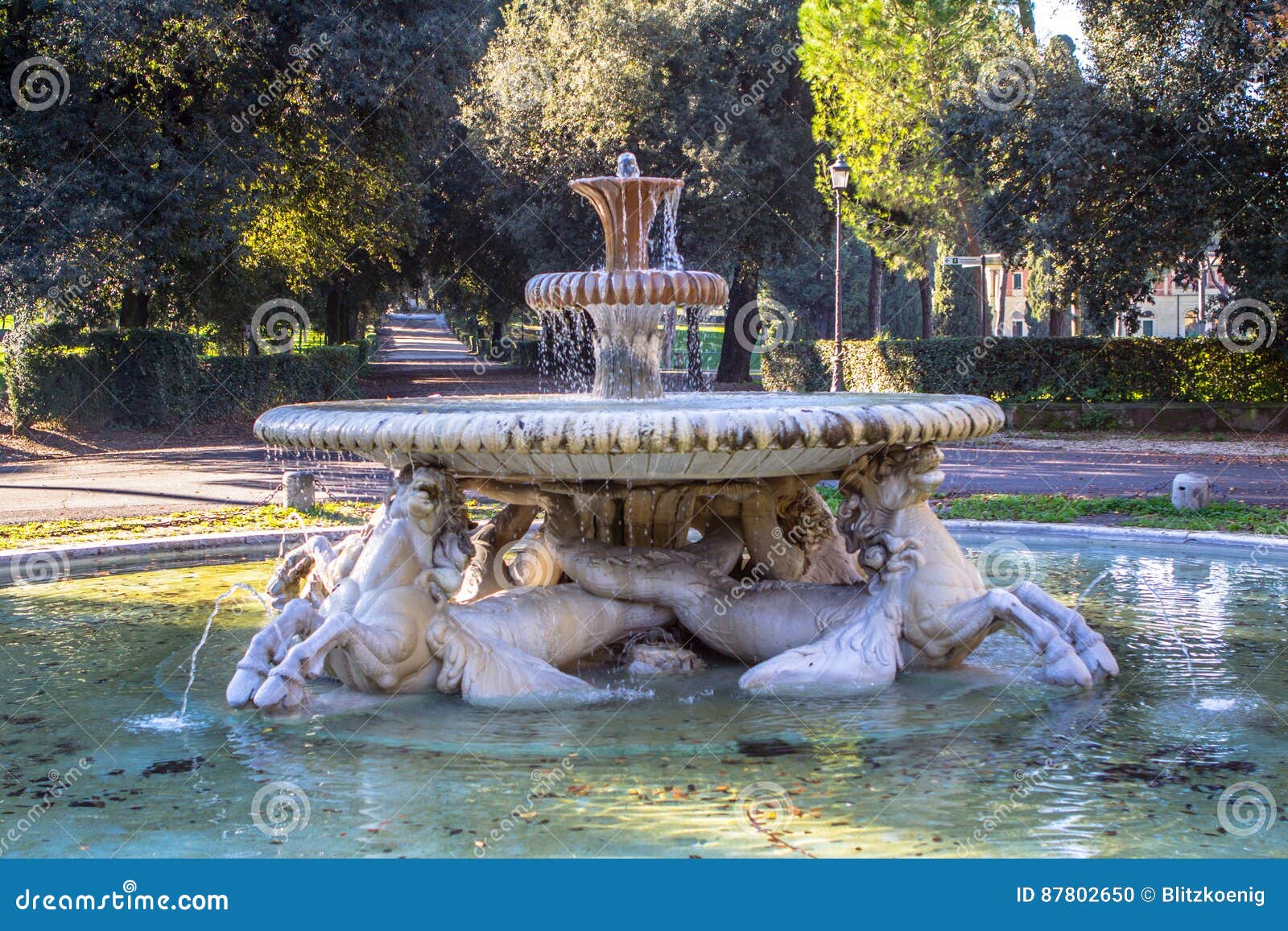 Fountain in Garden of Villa Rome Stock Photo Image of