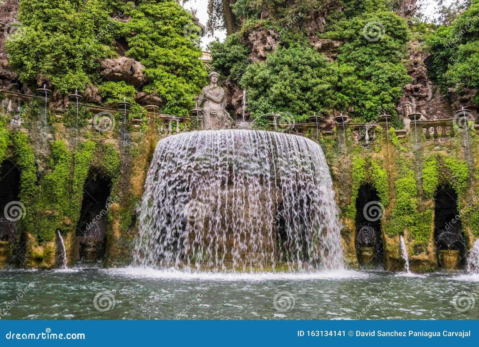 Fountain in the Gardens of Villa D`Este in Tivoli Stock Image Image