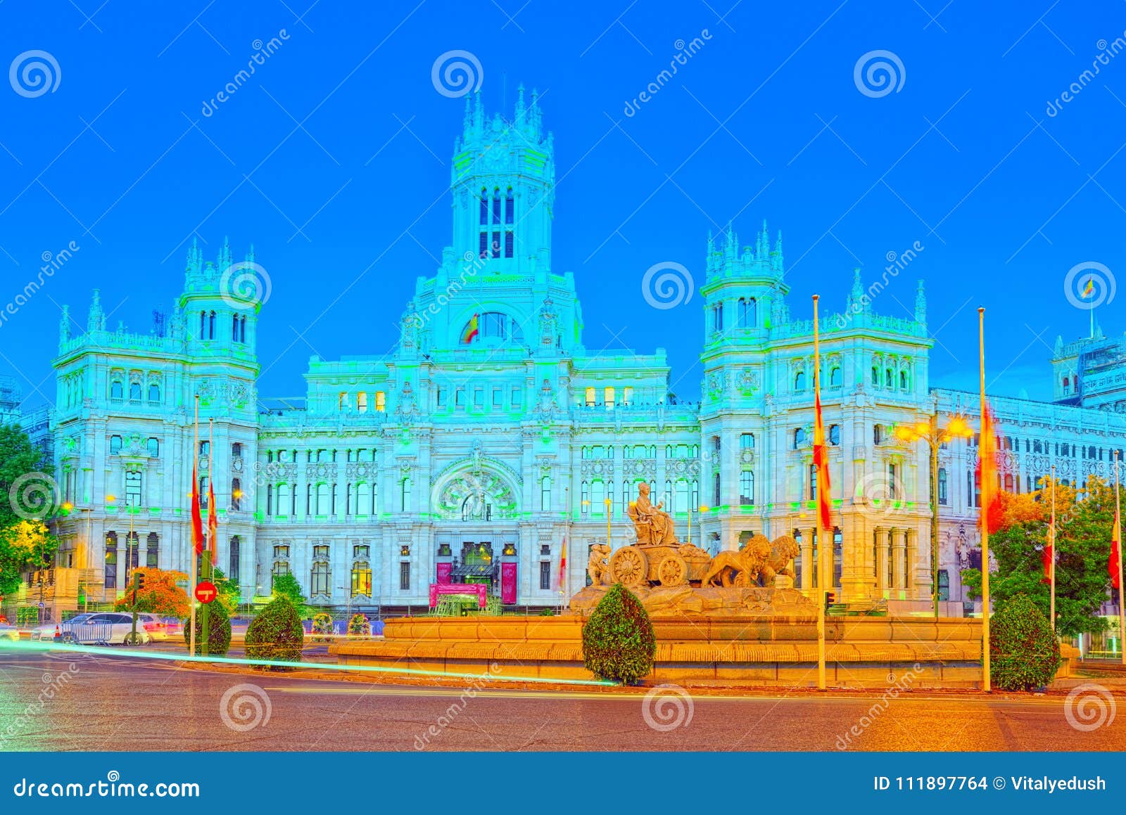fountain of the goddess cibeles and cibeles center or palace of