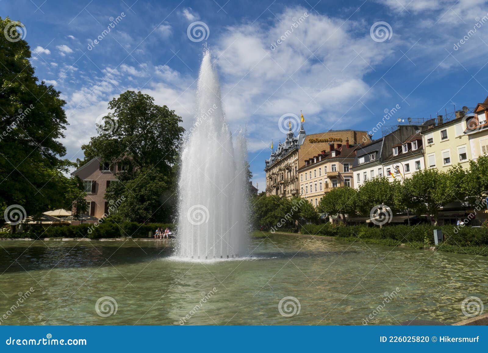 fountain in the lake at augustaplatz in baden-baden