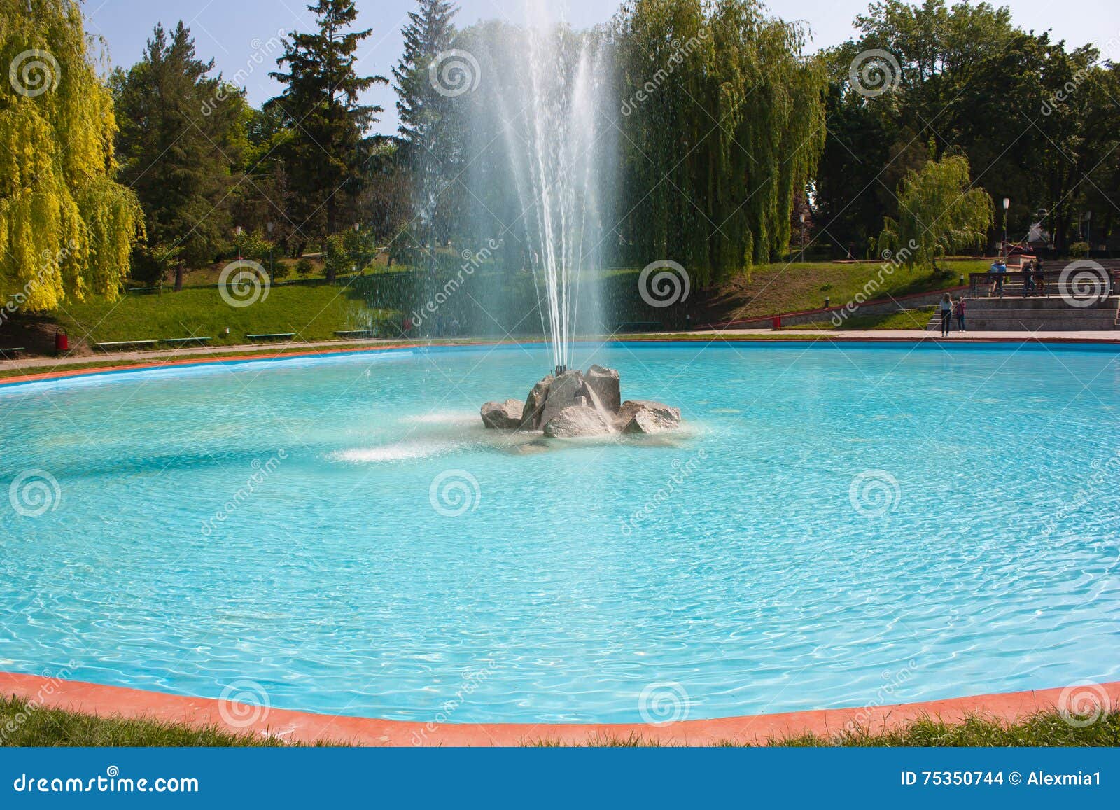 Fountain,large Water Jet Motion on a Lake Stock Photo Image of
