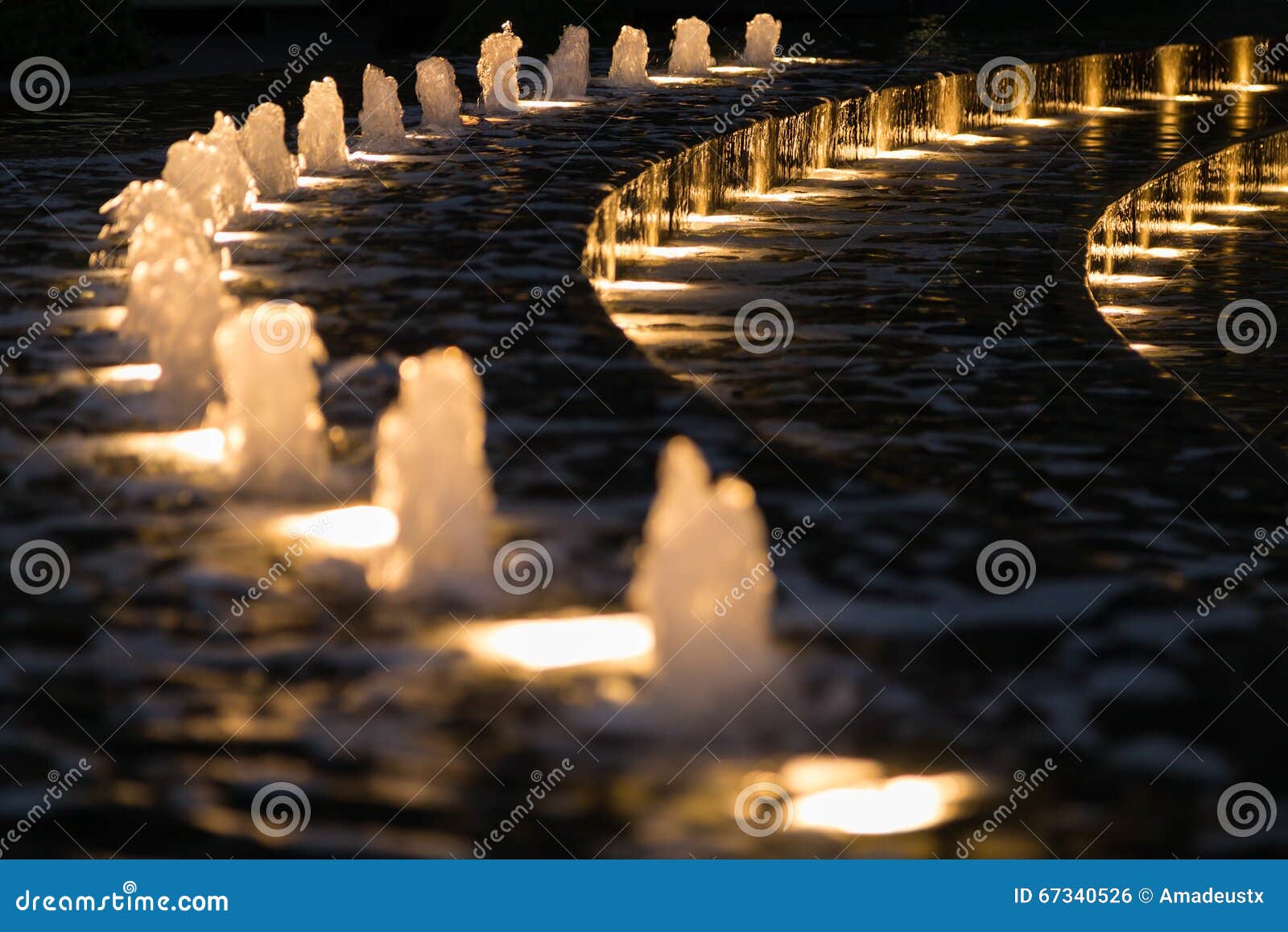 Fountain with Lights in Downtown Houston, Texas Stock Photo Image of