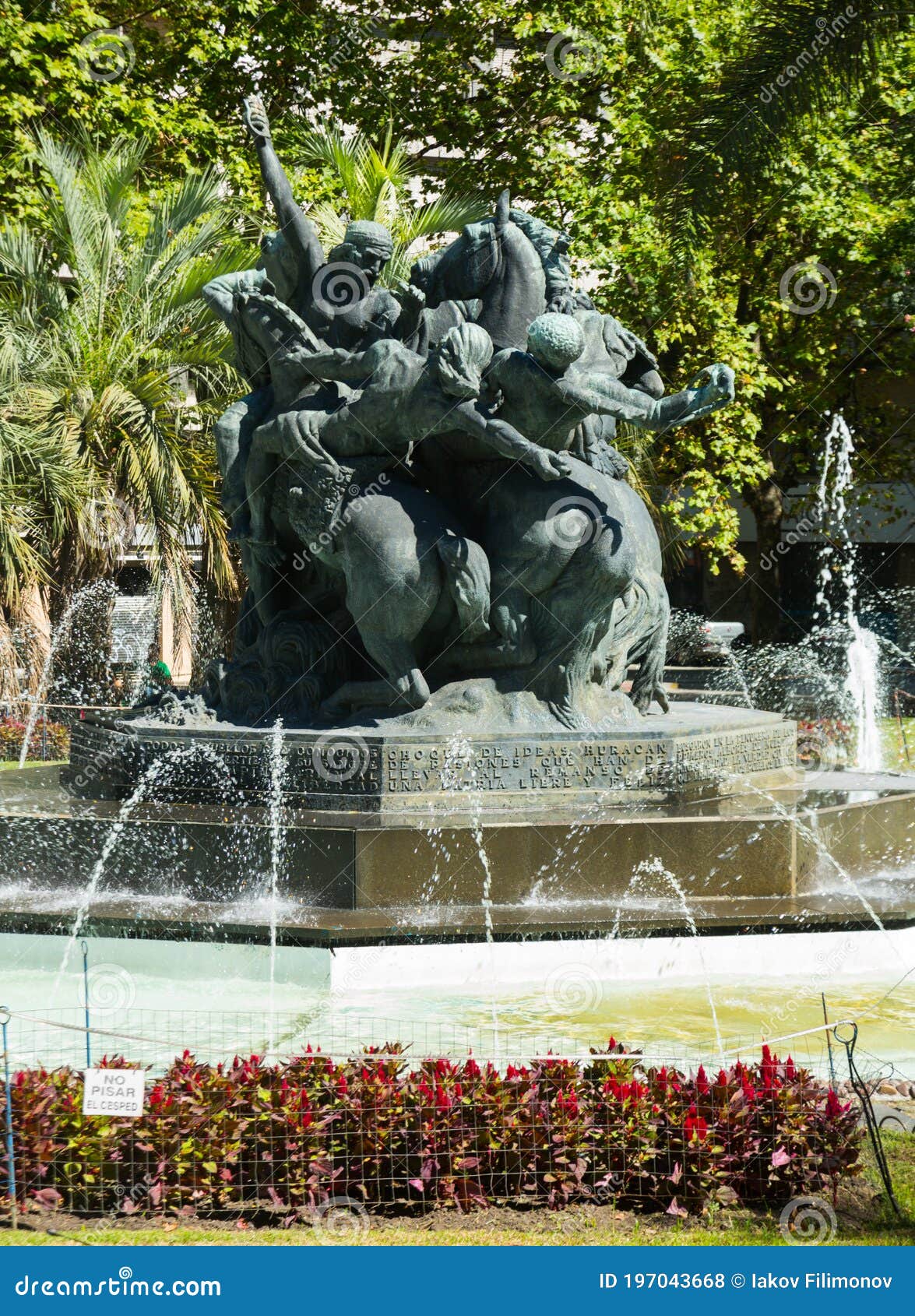 fountain and memorial on juan pedro fabini square. montevideo